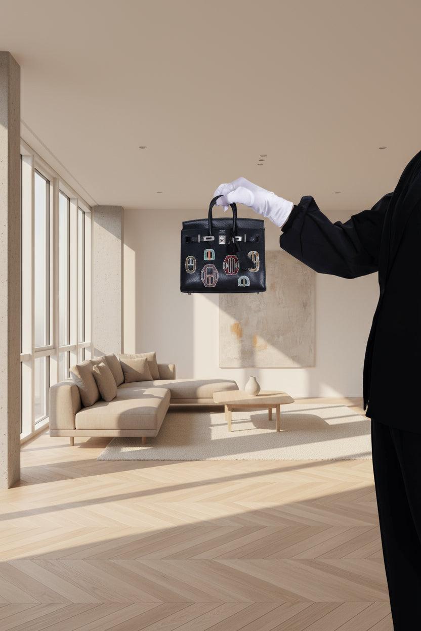 Hermès Birkin 20 Sellier Bouclerie Moderne Black Chèvre Palladium Hardware