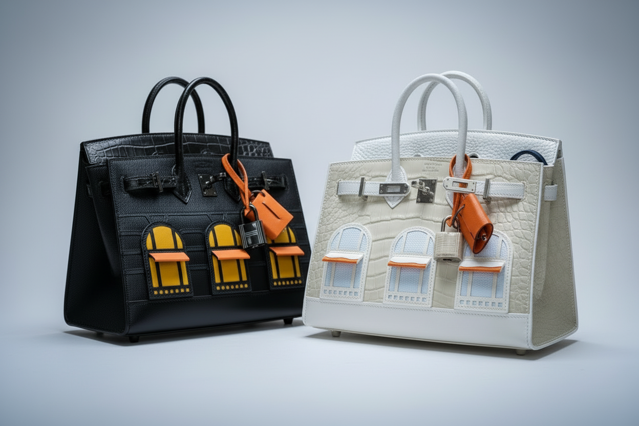 Hermès Birkin 20 Sellier Faubourg Snow Béton Matte Alligator White Togo Blue Brume Chèvre Orange H Swift Palladium Hardware