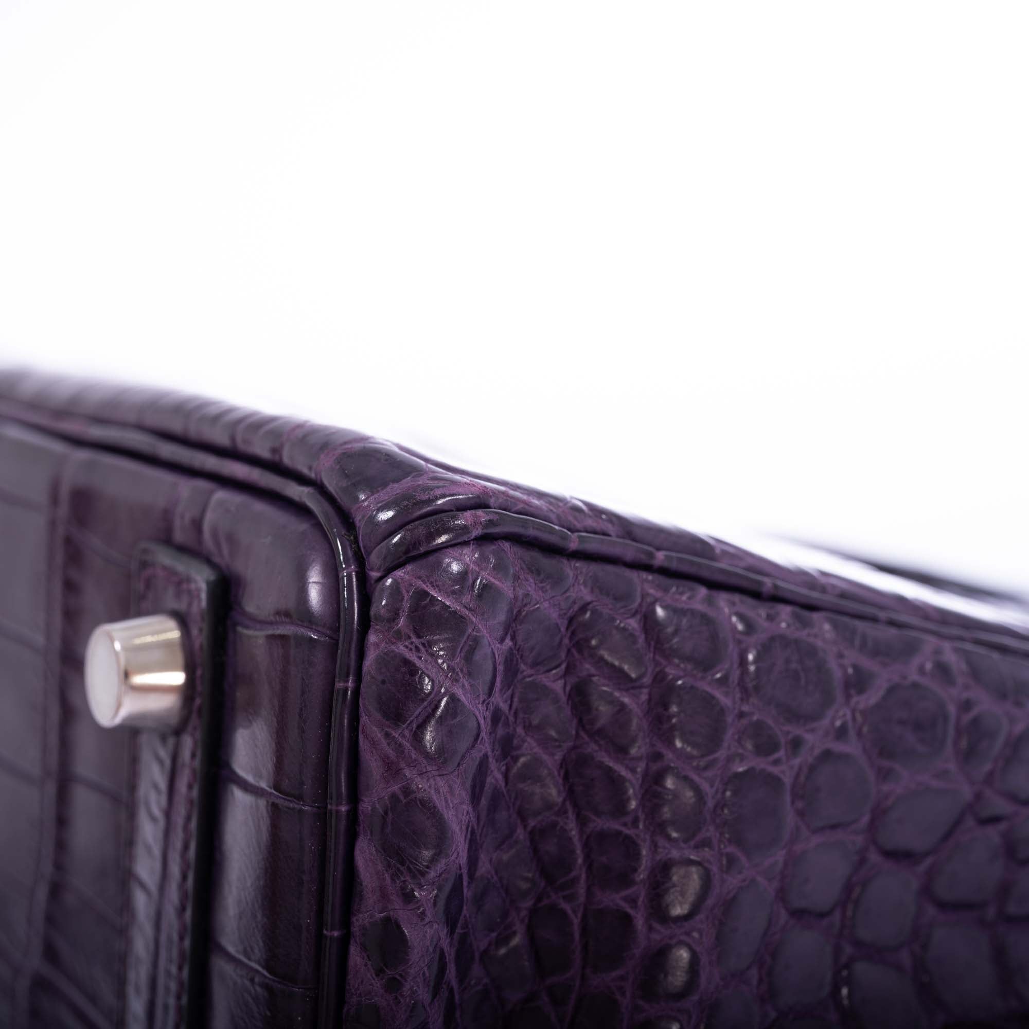 Hermès Birkin 25 Amethyst Matte Alligator Palladium Hardware