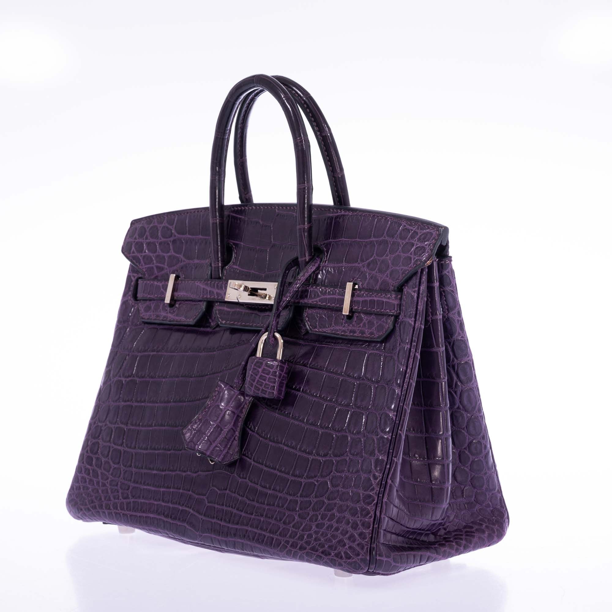 Hermès Birkin 25 Amethyst Matte Alligator Palladium Hardware