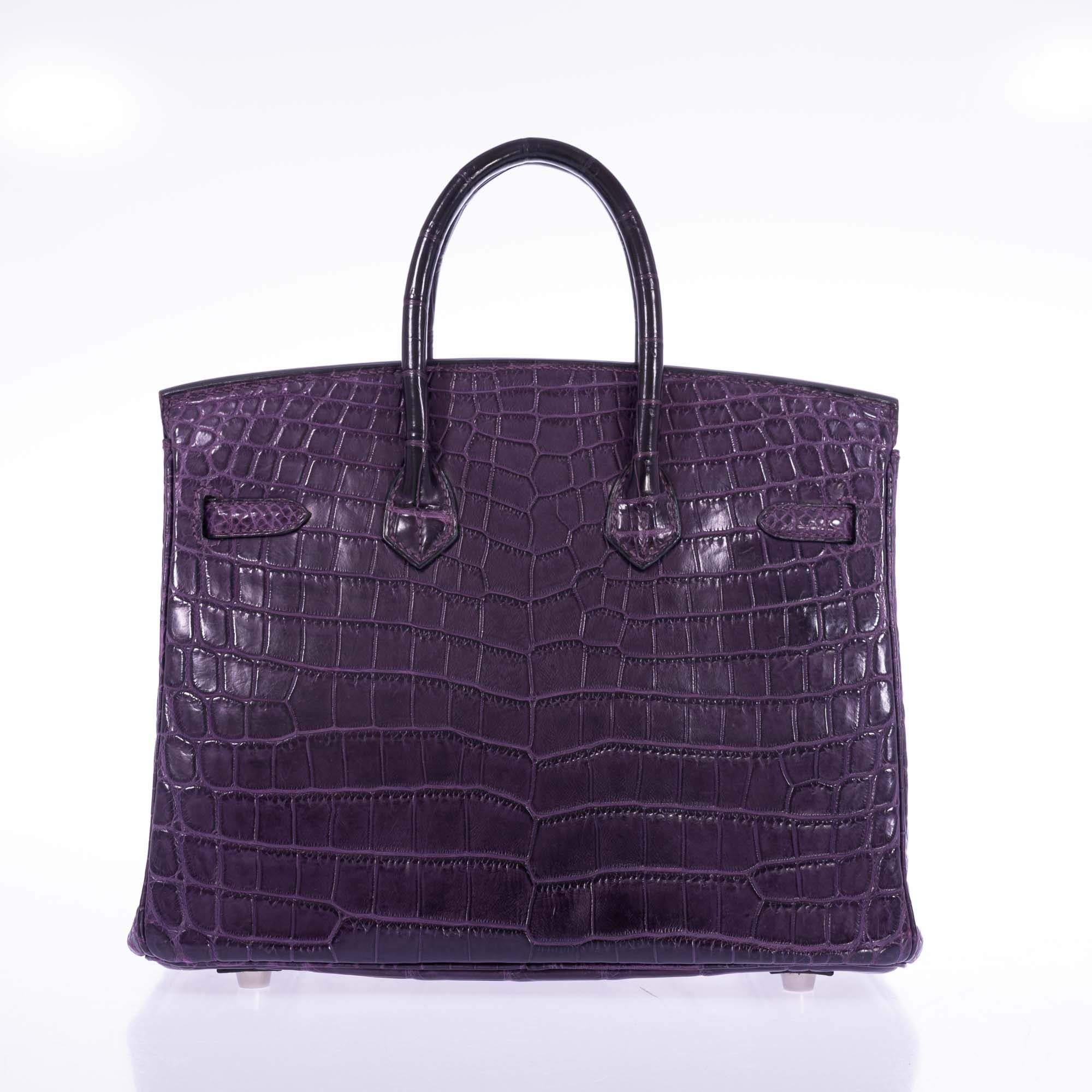 Hermès Birkin 25 Amethyst Matte Alligator Palladium Hardware