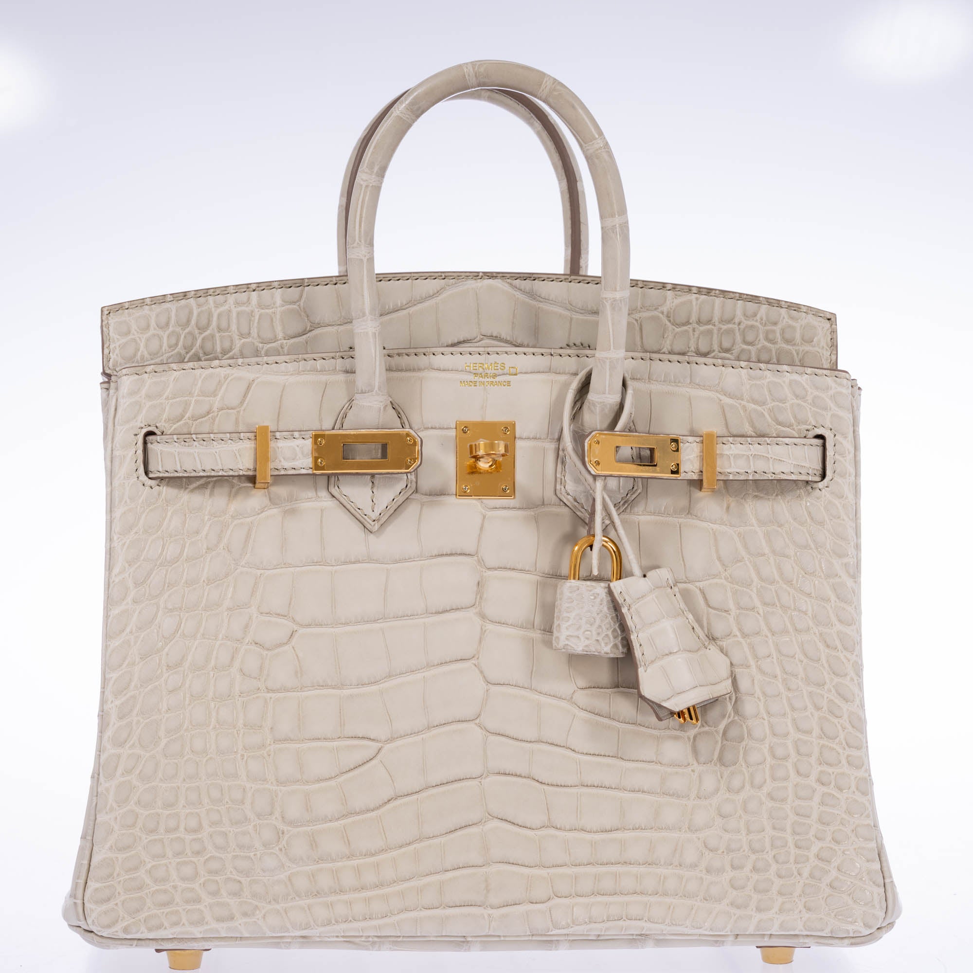 Hermès Birkin 25 Beton Matte Alligator Gold Hardware