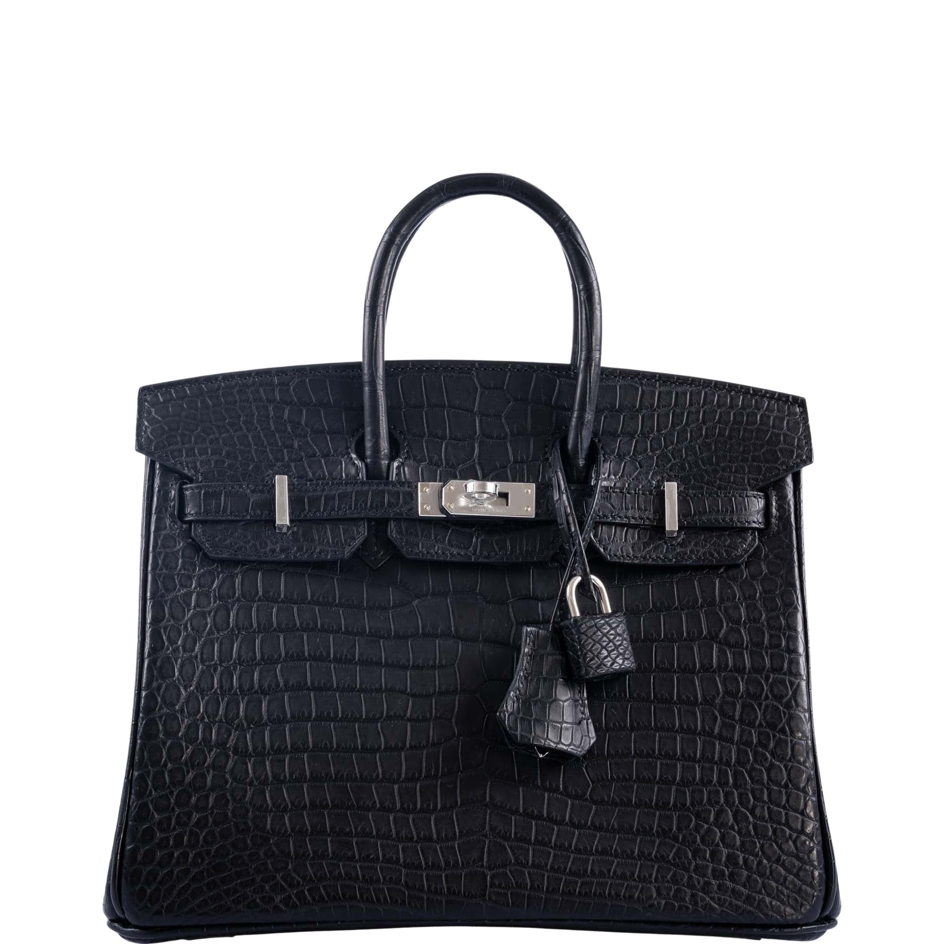 Hermès Birkin 25 Black Matte Porosus Crocodile with Palladium Hardware