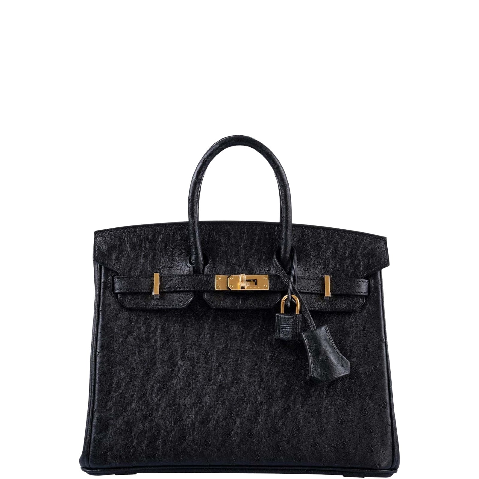 Hermès Birkin 25 Black Ostrich Gold Hardware JANEFINDS