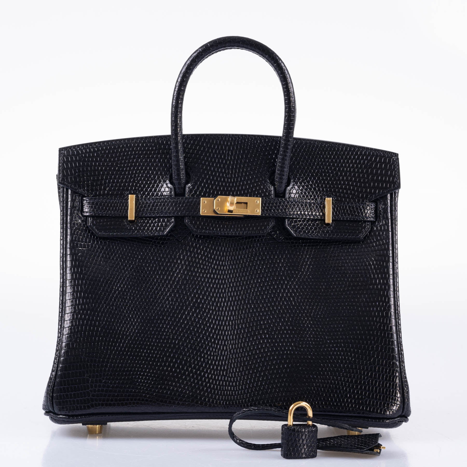 Hermès Birkin 25 Black Shiny Nilo Lizard Gold Hardware