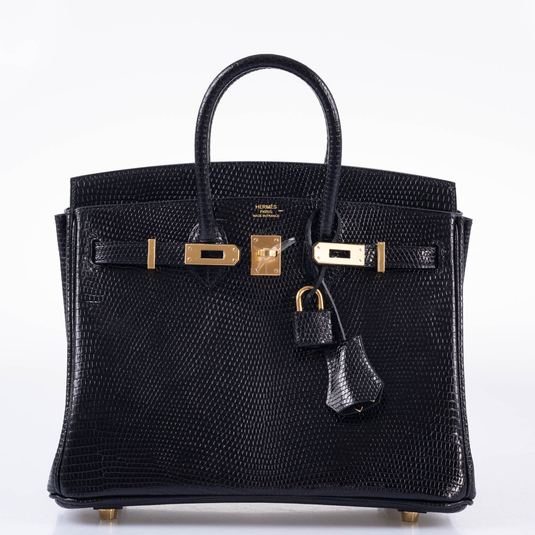 Hermès Birkin 25 Black Shiny Nilo Lizard Gold Hardware