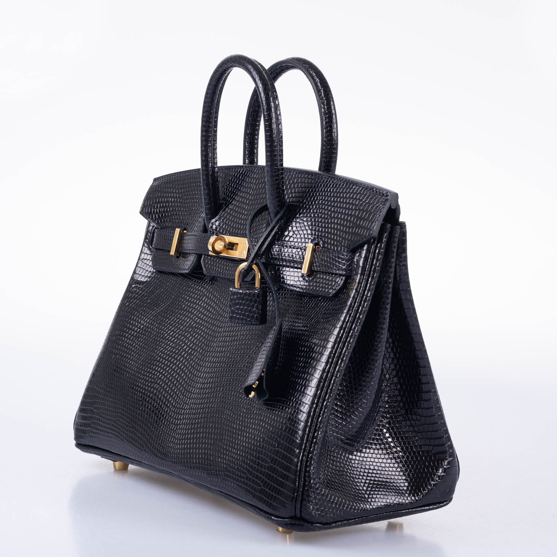 Hermès Birkin 25 Black Shiny Nilo Lizard Gold Hardware