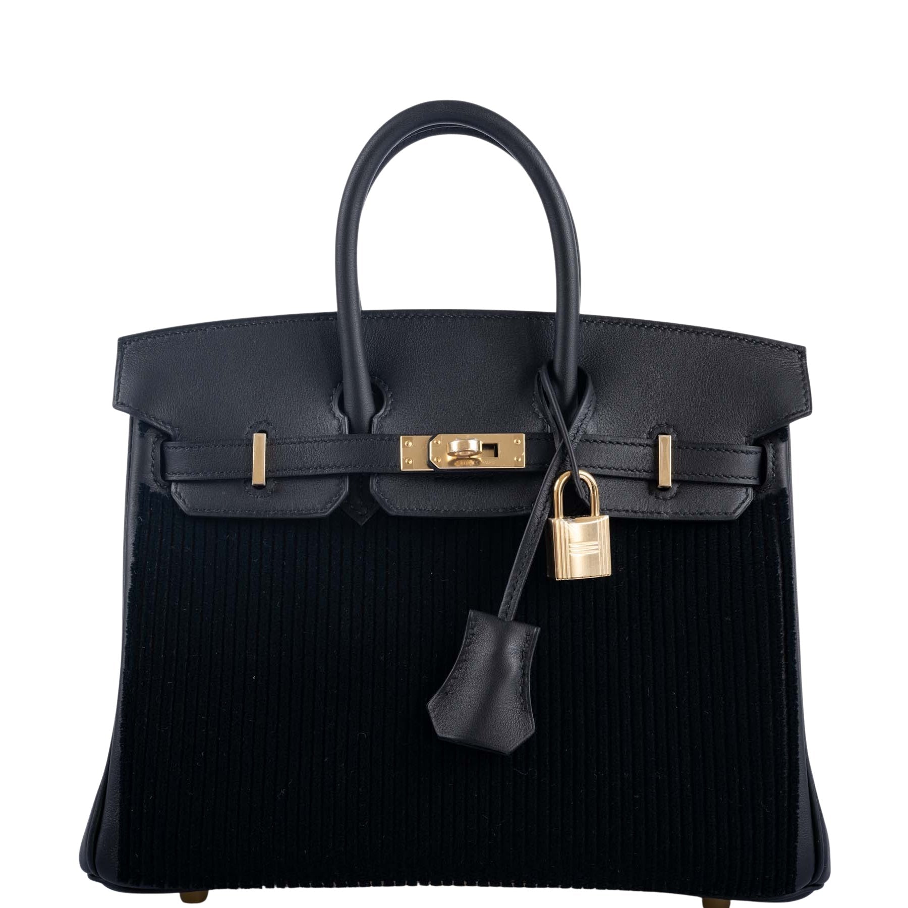 Hermès Birkin 25 Black côte à côte tuffetage and Swift Permabrass Hardware