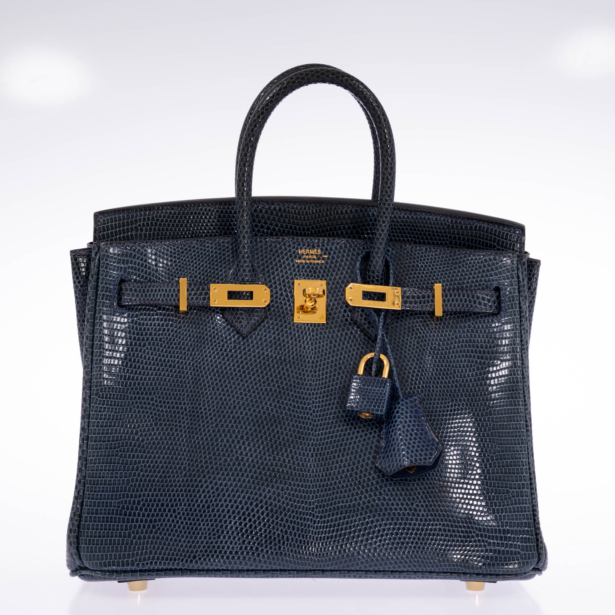 Hermès Birkin 25 Bleu de Malte Lizard Gold Hardware