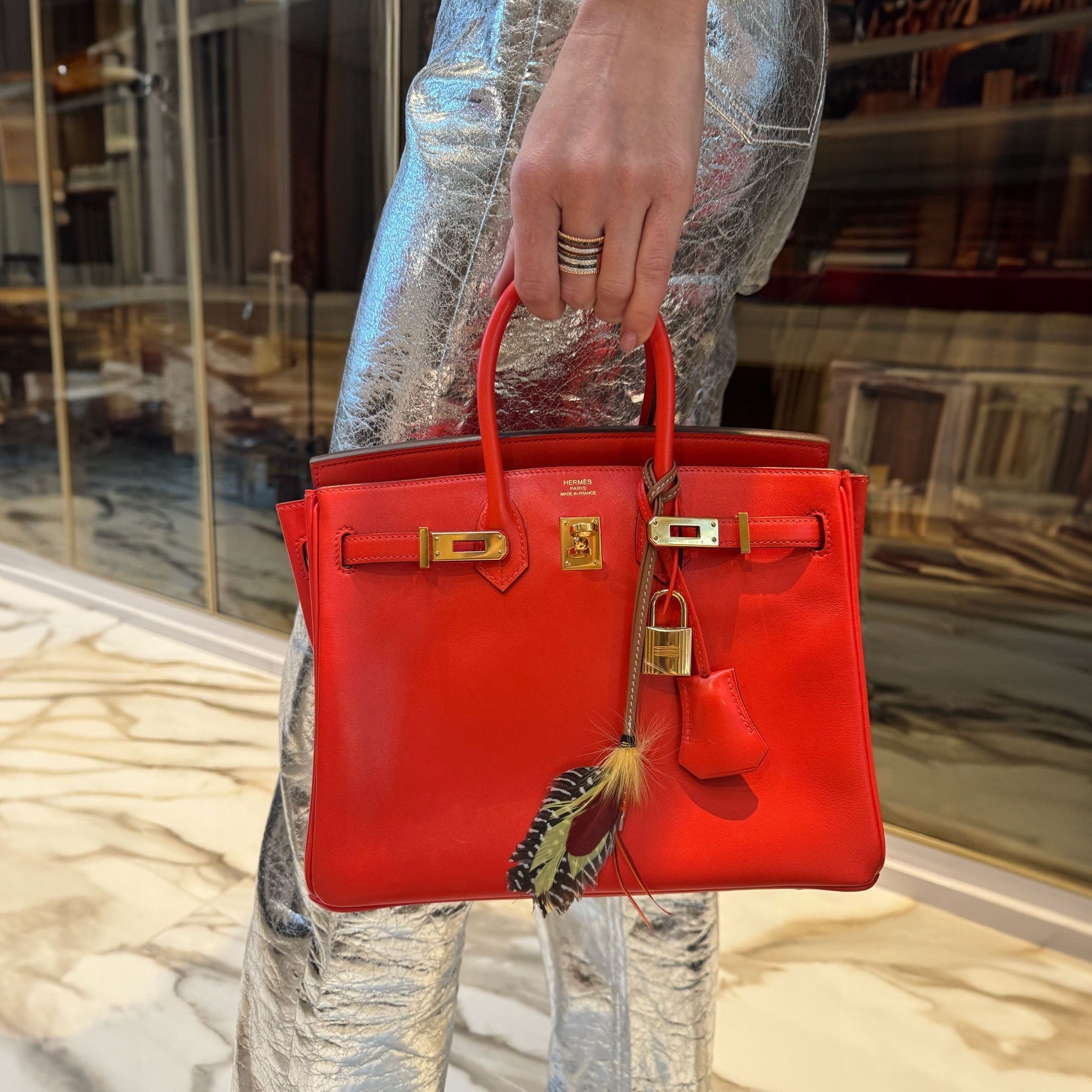 Hermès Birkin 25 Capucine Tadelakt leather Gold Hardware