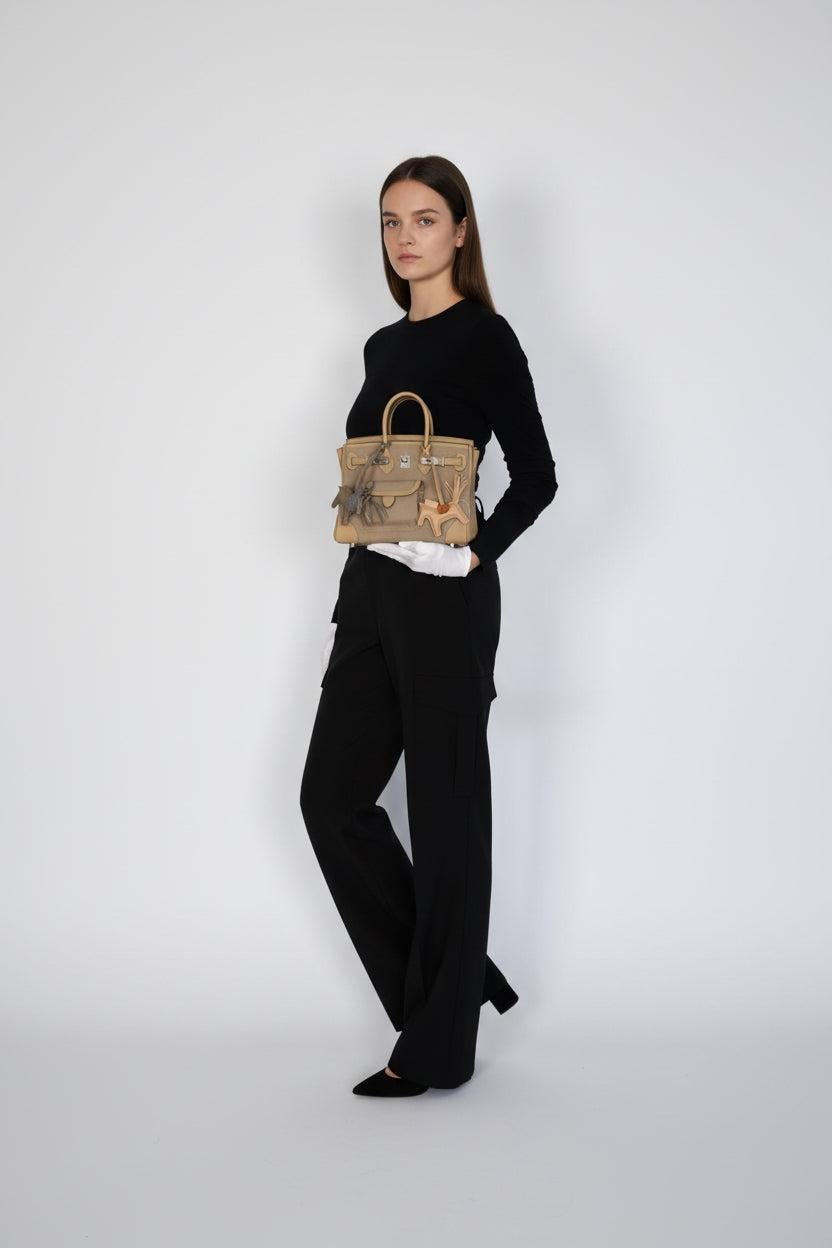 Hermès Birkin 25 Cargo Beige Marfa Toile and Swift Palladium Hardware