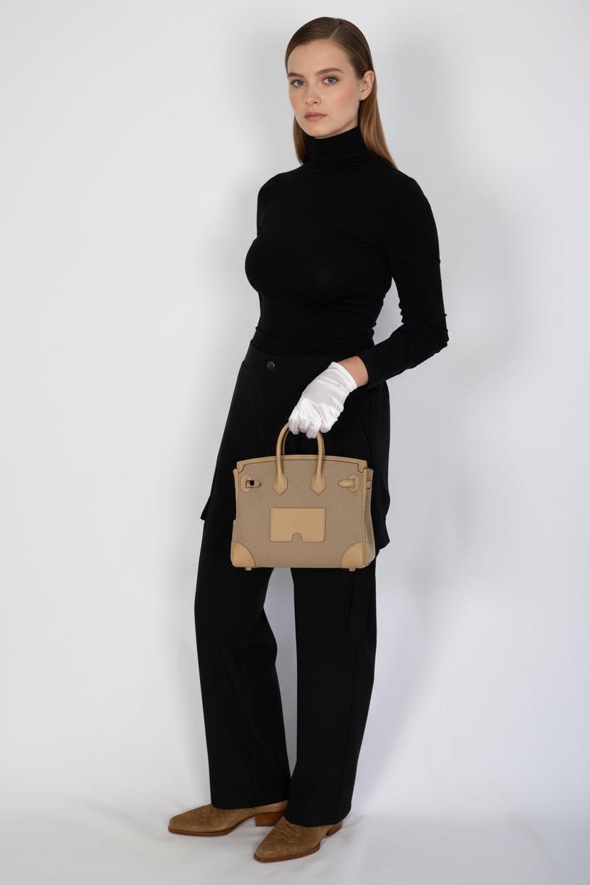 Hermès Birkin 25 Cargo Beige Marfa Toile and Swift Palladium Hardware