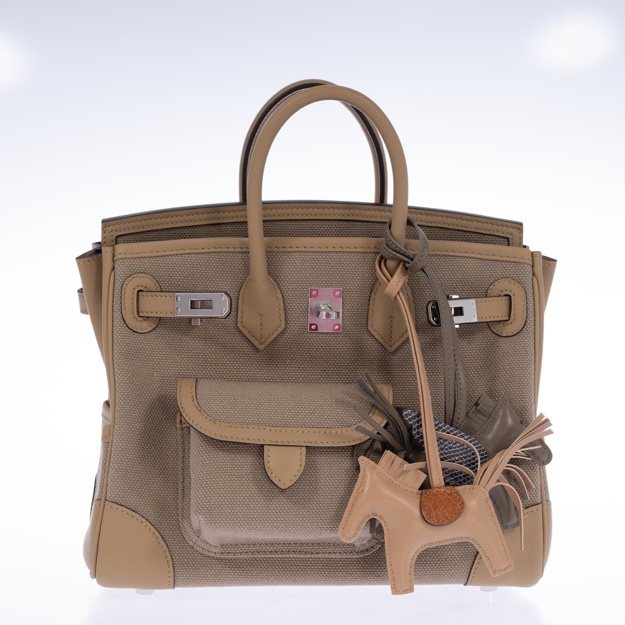 Hermès Birkin 25 Cargo Beige Marfa Toile and Swift Palladium Hardware
