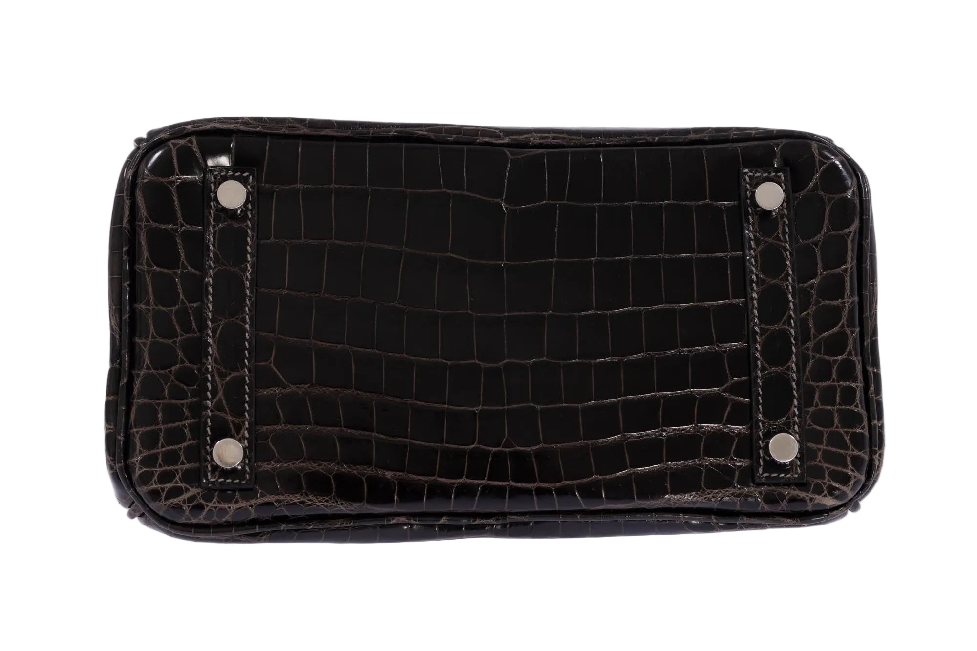 Hermès Birkin 25 Graphite Shiny Niloticus Crocodile Palladium Hardware