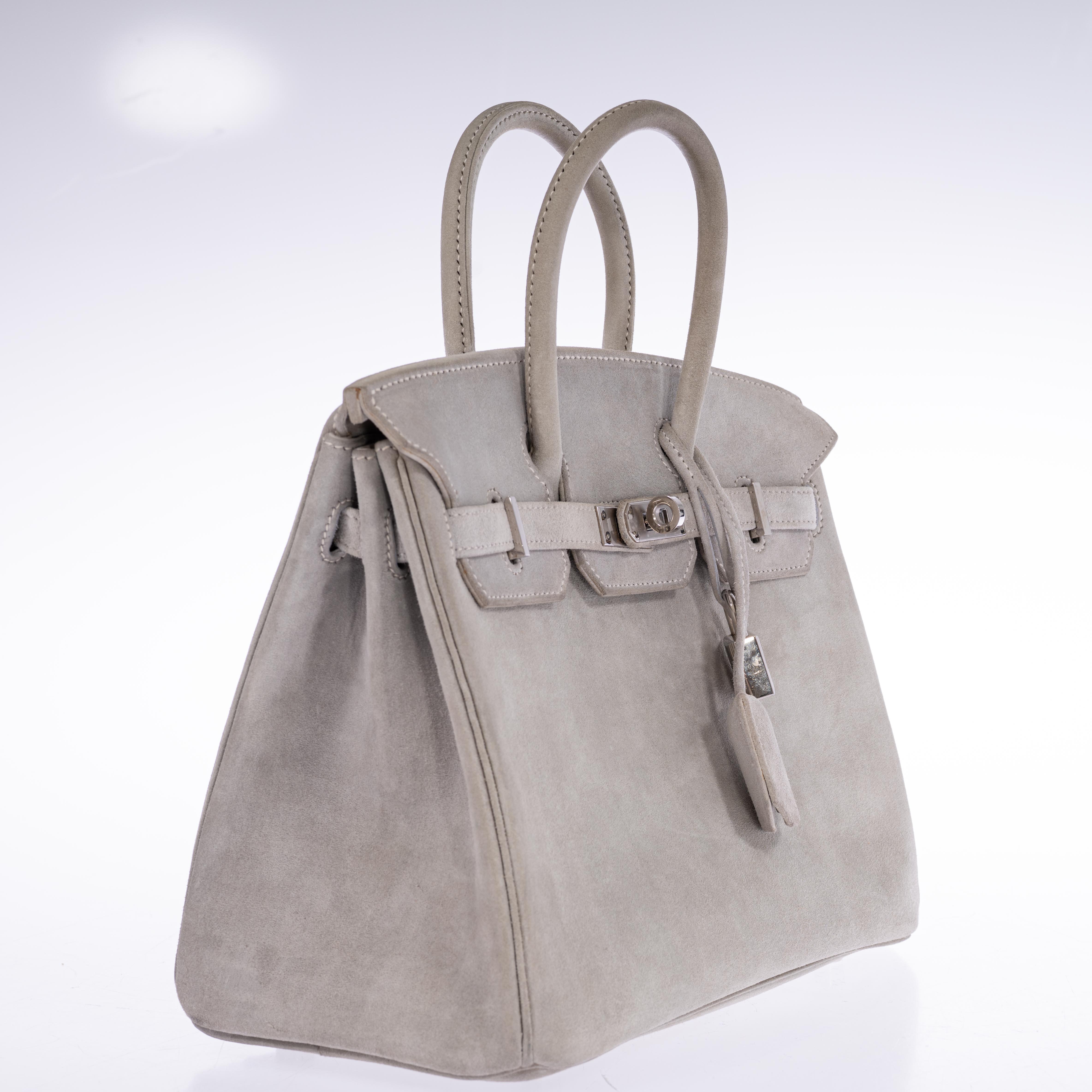 Hermès Birkin 25 Gris Doblis Suede with Palladium Hardware