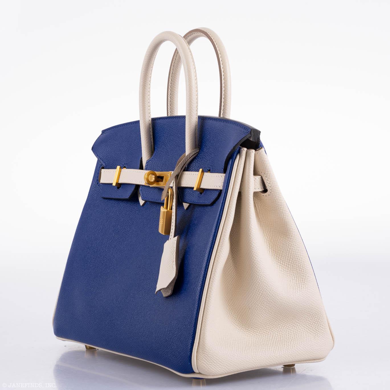 Hermès Birkin 25 HSS Bi-Color Blue Electrique & Craie Epsom Brushed Gold Hardware