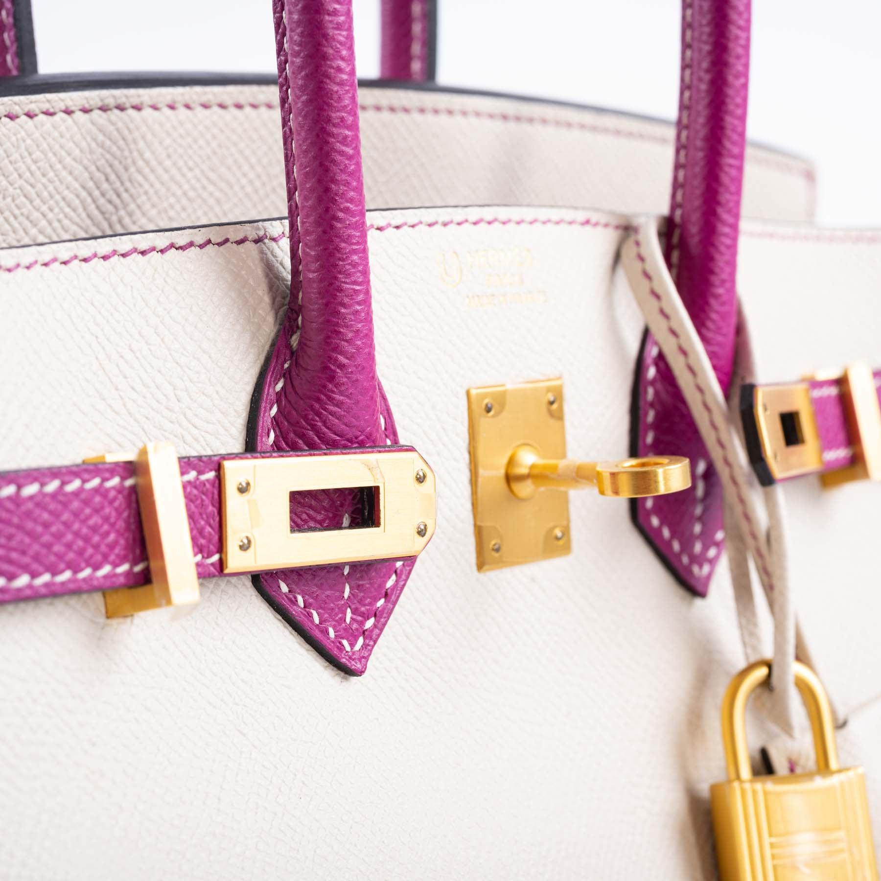 Hermès Birkin 25 HSS Rose Pourpre and Craie Epsom with Brushed Gold Hardware