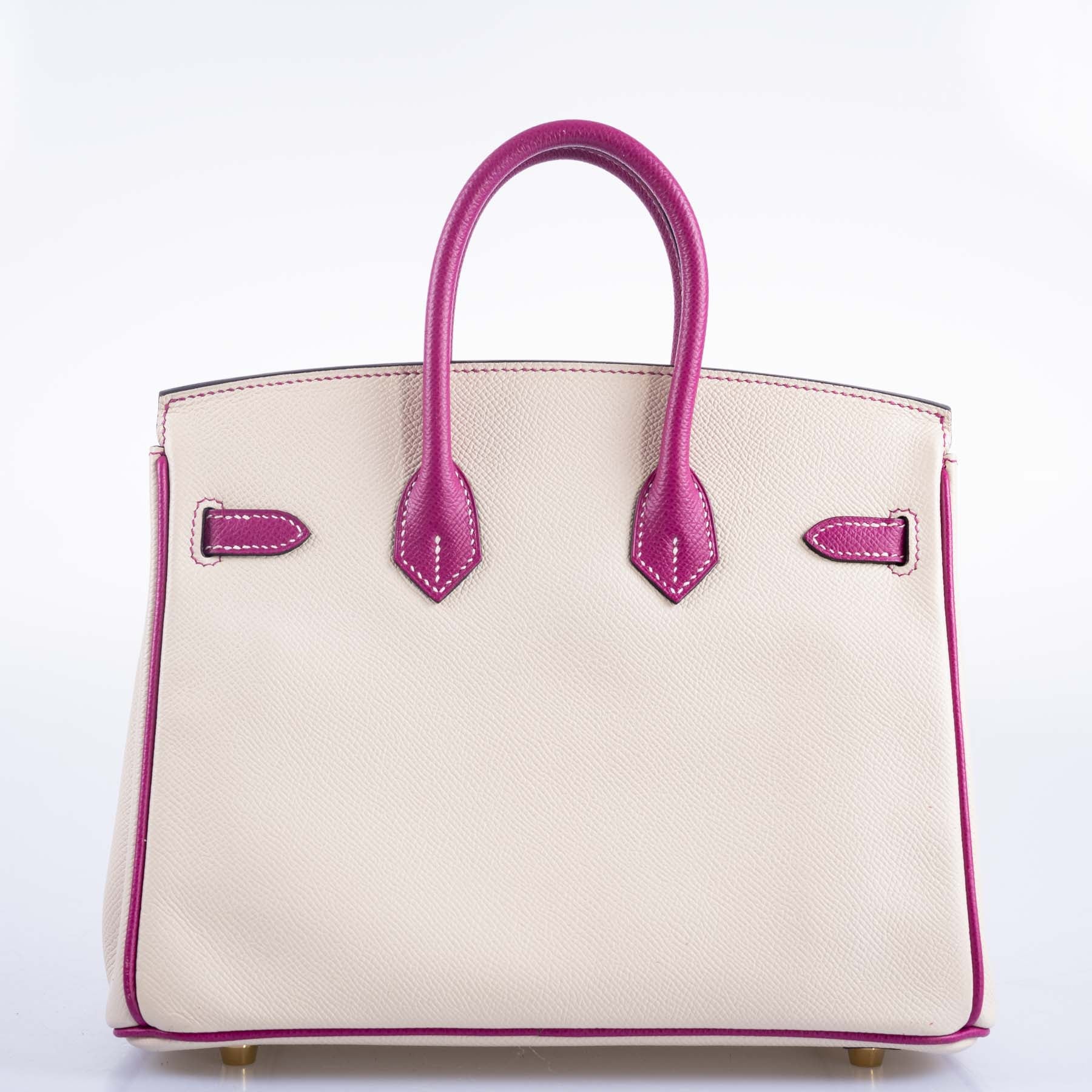 Hermès Birkin 25 HSS Rose Pourpre and Craie Epsom with Brushed Gold Hardware