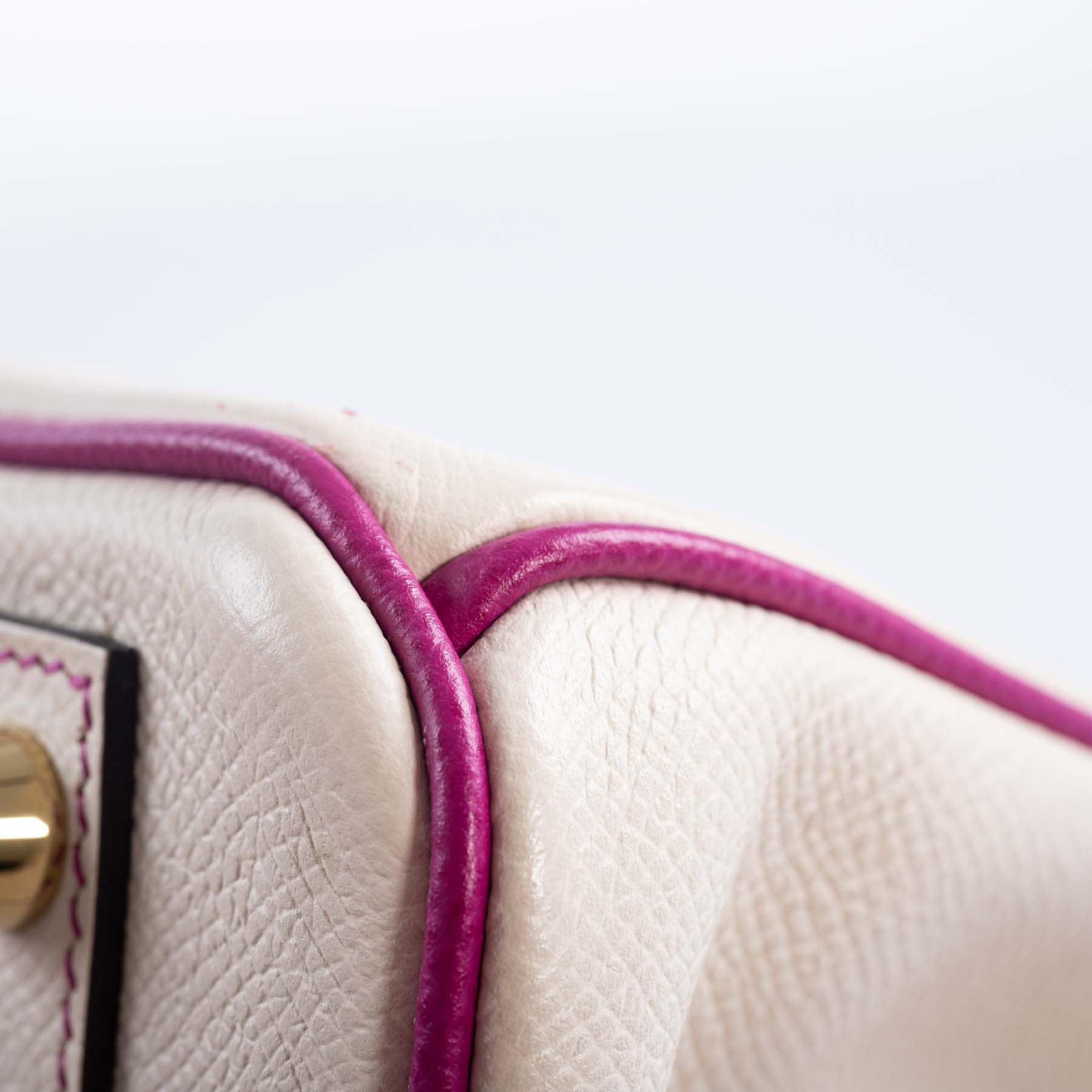 Hermès Birkin 25 HSS Rose Pourpre and Craie Epsom with Brushed Gold Hardware