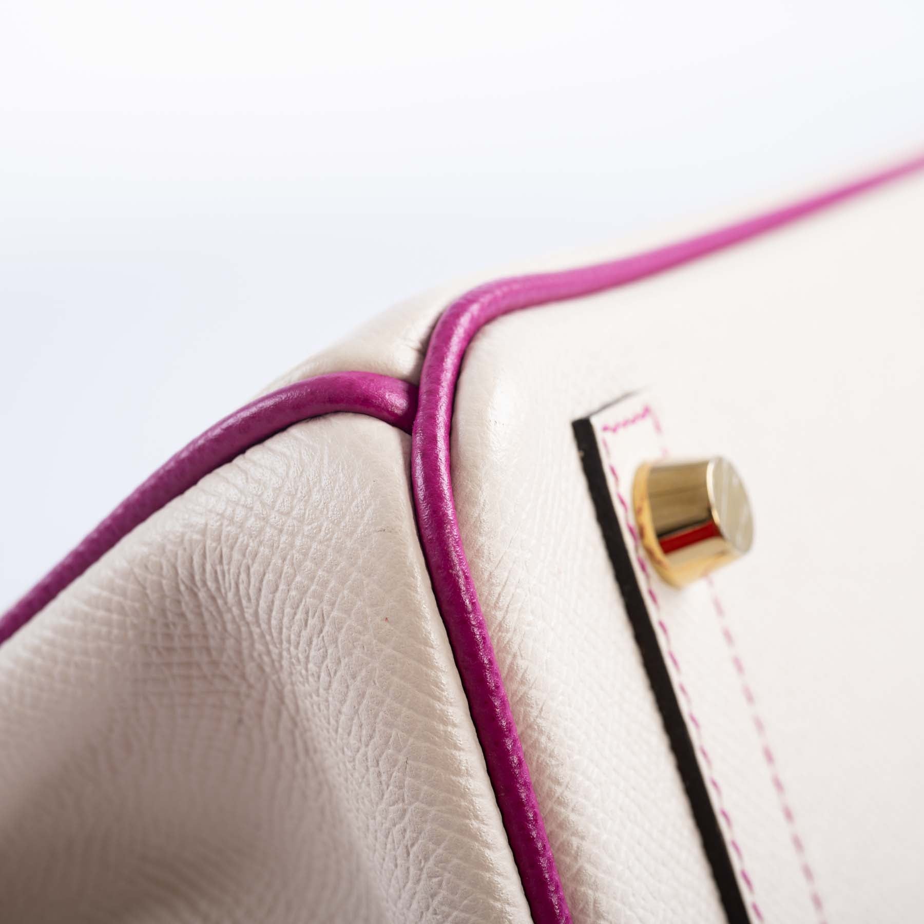 Hermès Birkin 25 HSS Rose Pourpre and Craie Epsom with Brushed Gold Hardware