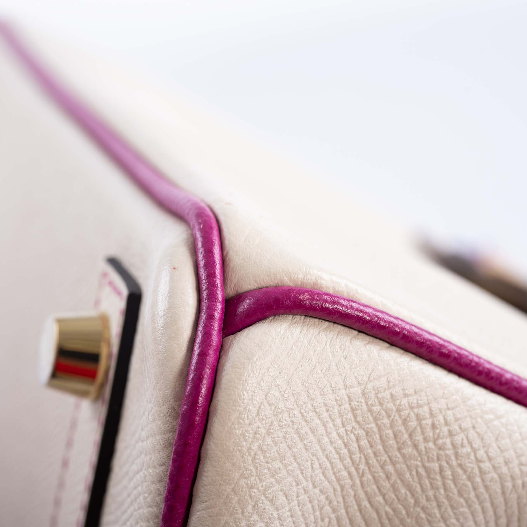 Hermès Birkin 25 HSS Rose Pourpre and Craie Epsom with Brushed Gold Hardware