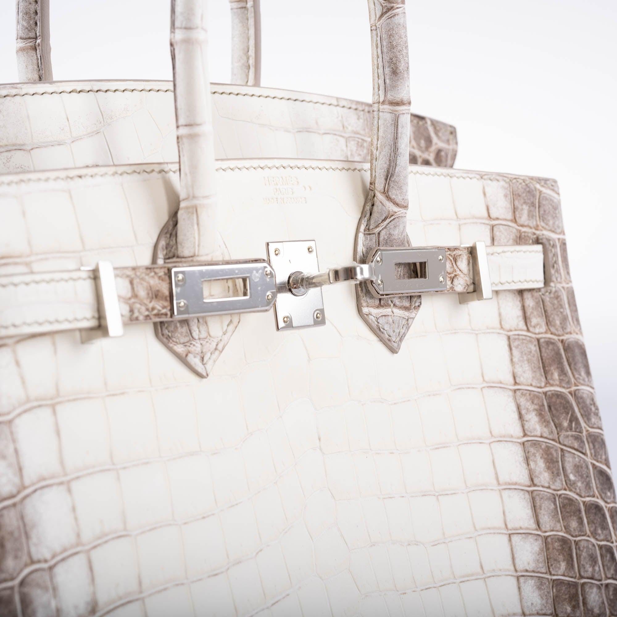 Hermès Birkin 25 Himalayan White Niloticus Crocodile Palladium Hardware