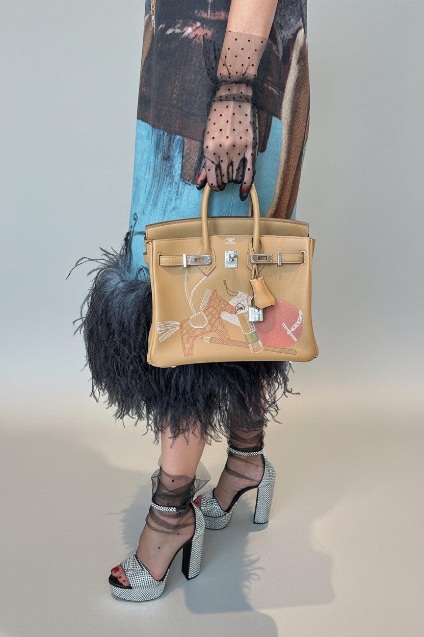 Hermès Birkin 25 In and Out Biscuit Printed Swift Palladium Hardware