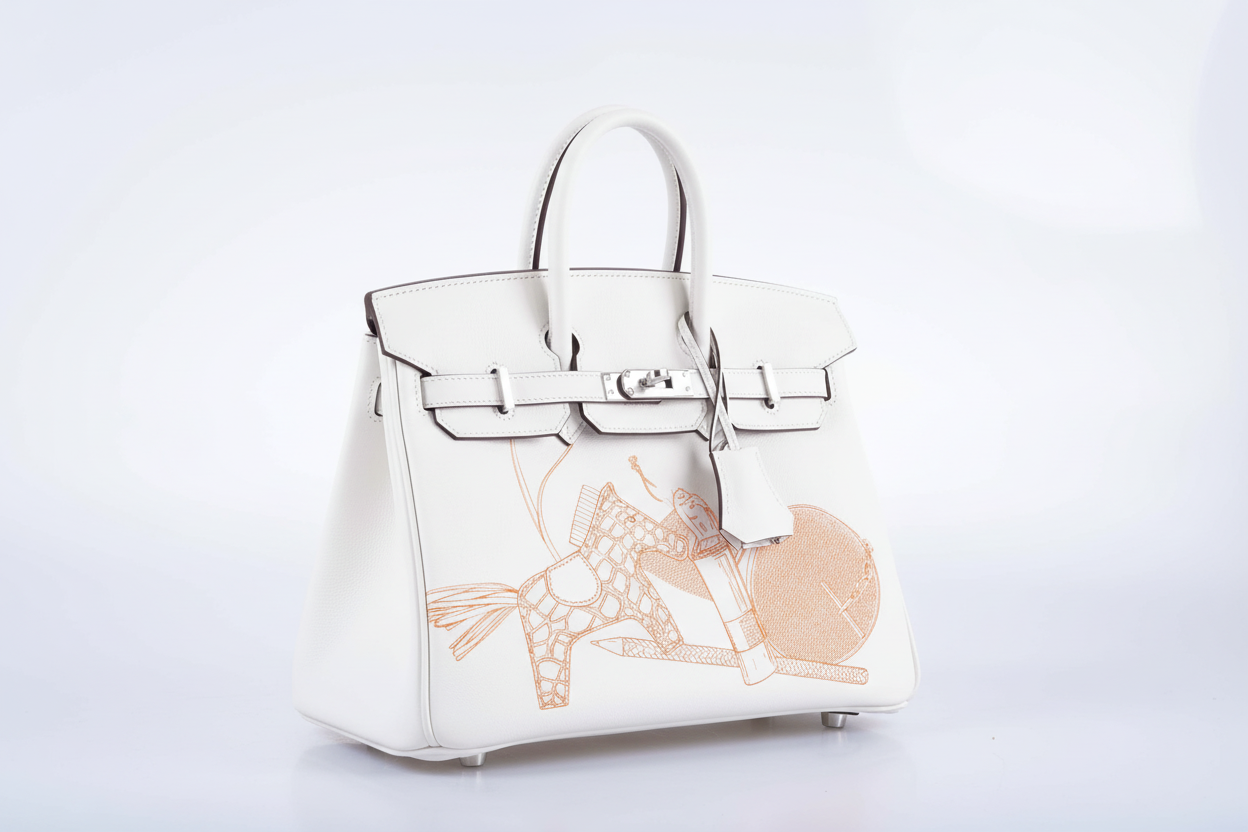 Hermès Birkin 25 In and Out Blanc Swift with Palladium Hardware