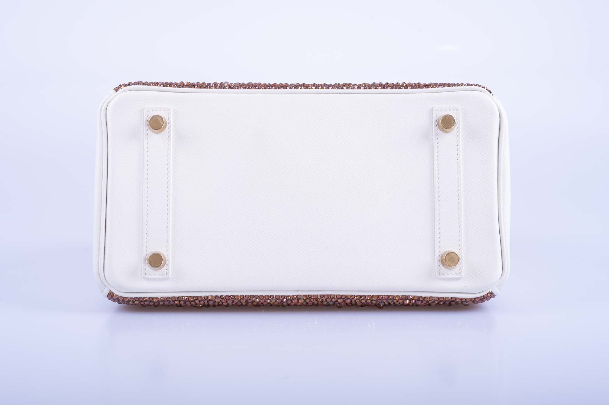 Hermès Birkin 25 JaneFinds Custom Shop "The Ombré" Swarovski Crystal Blanc Base Gold Hardware