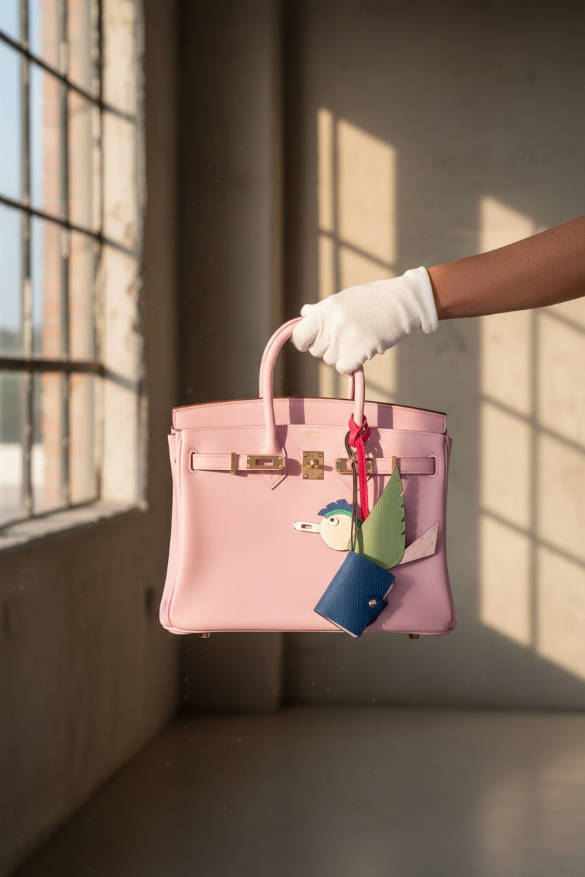 Hermès Birkin 25 Mauve Sylvestre Swift Rose Gold Hardware