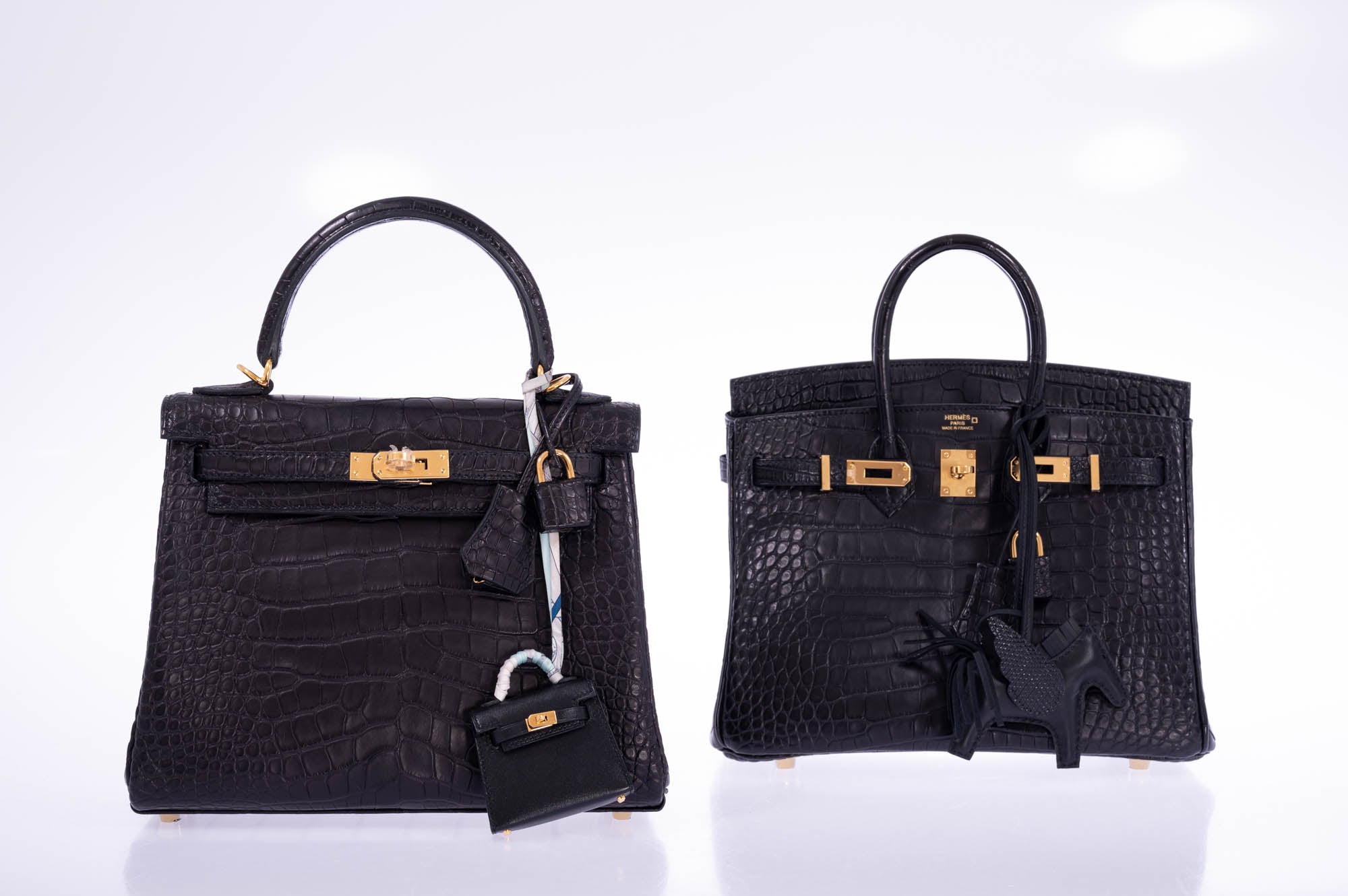 Hermès Birkin 25 Noir Matte Alligator Gold Hardware