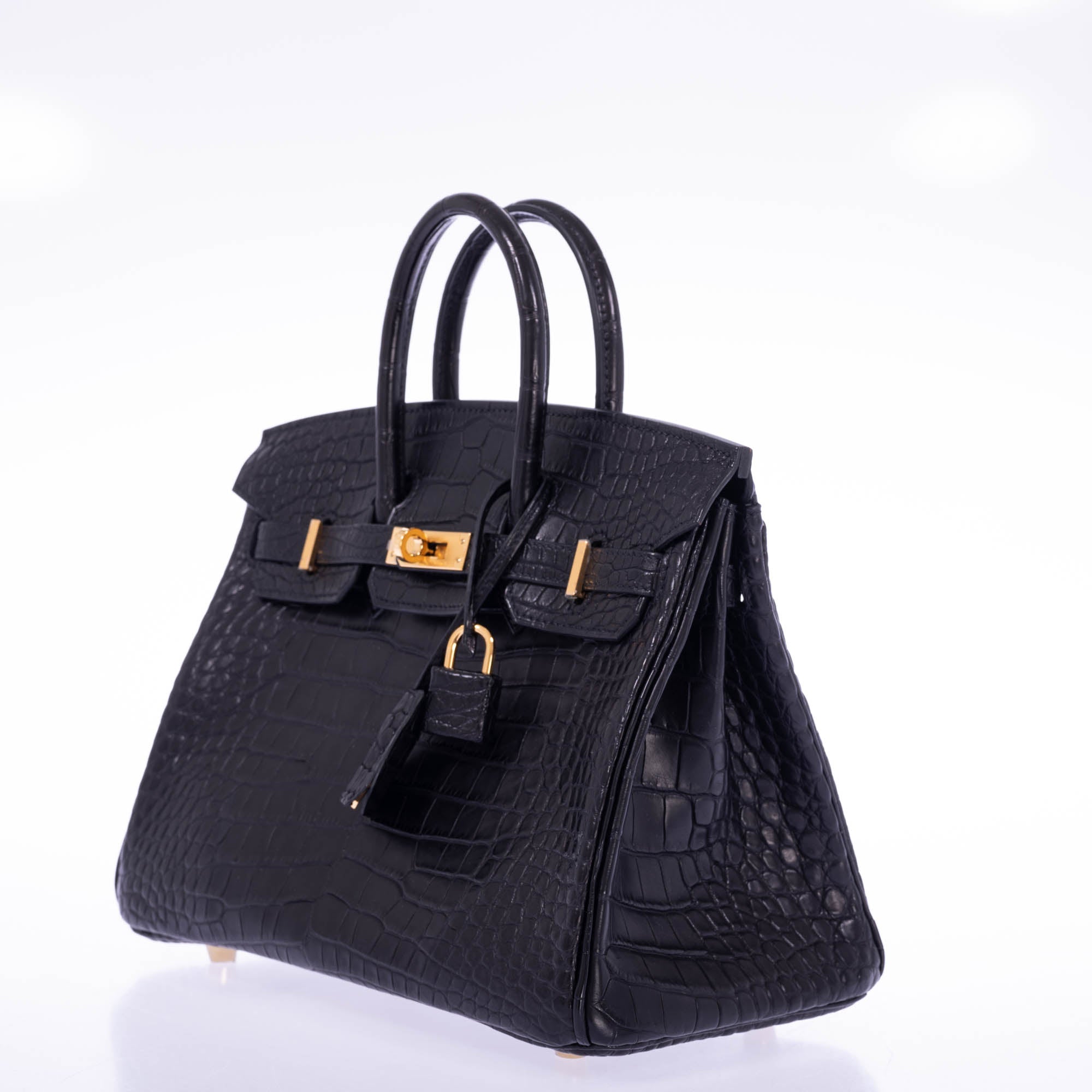 Hermès Birkin 25 Noir Matte Alligator Gold Hardware
