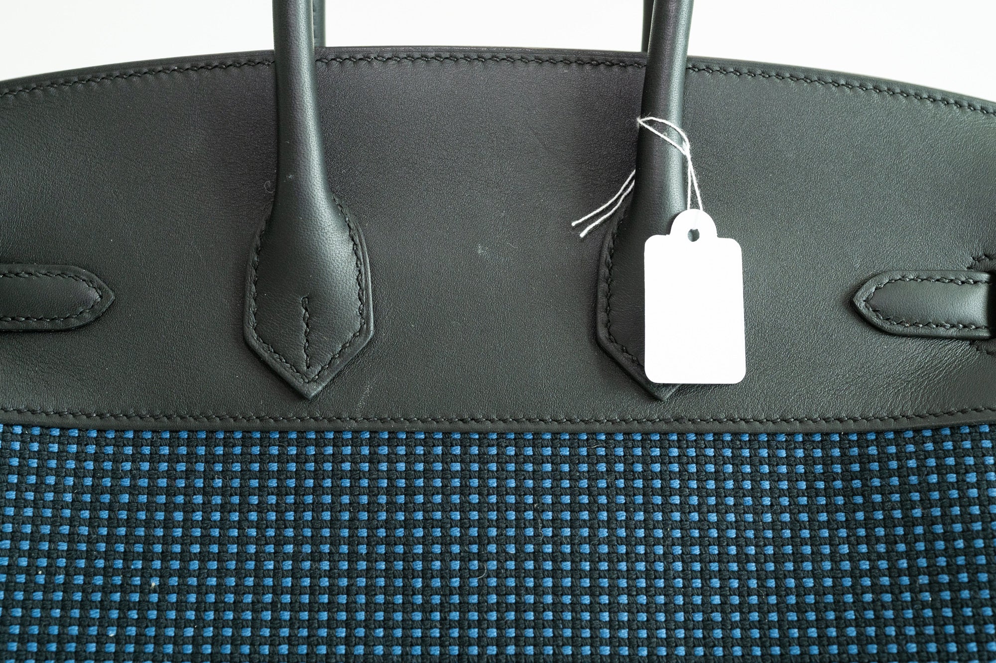 Hermès Birkin 25 Quadrille Bleu de Malte/Noir Toile Canvas Swift Palladium Hardware