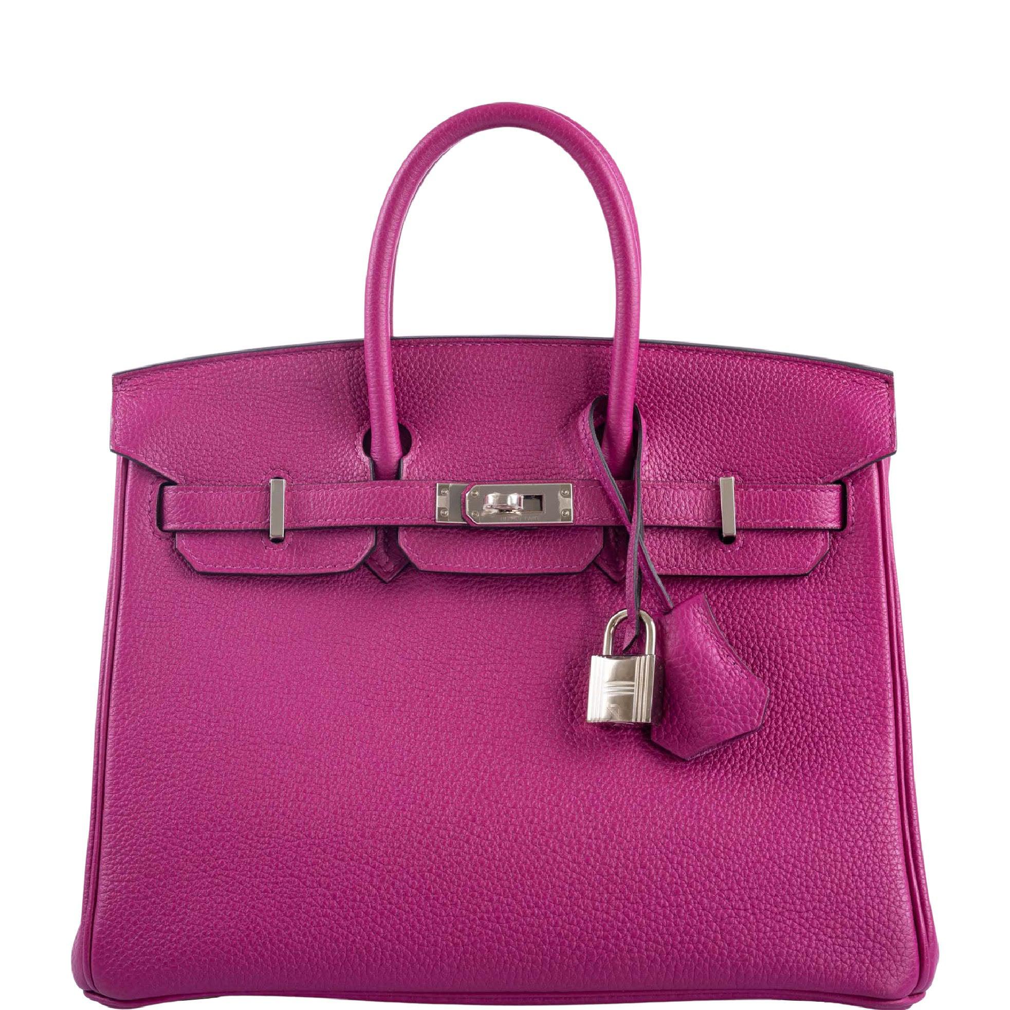 Hermes Kelly bag 25 Retourne Rose purple Togo leather Silver hardware