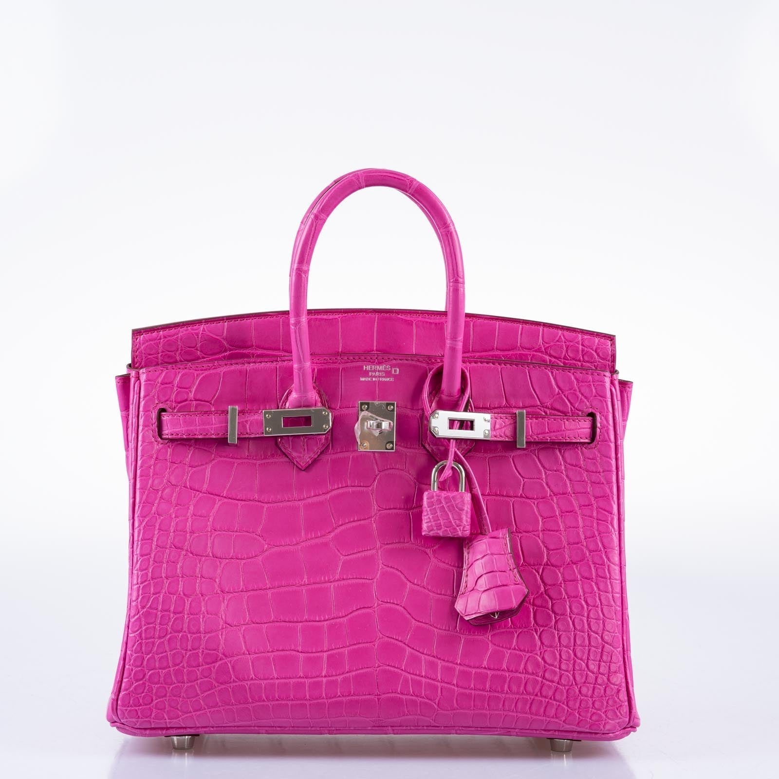 Hermès Birkin 25 Rose Shocking Matte Alligator Palladium Hardware