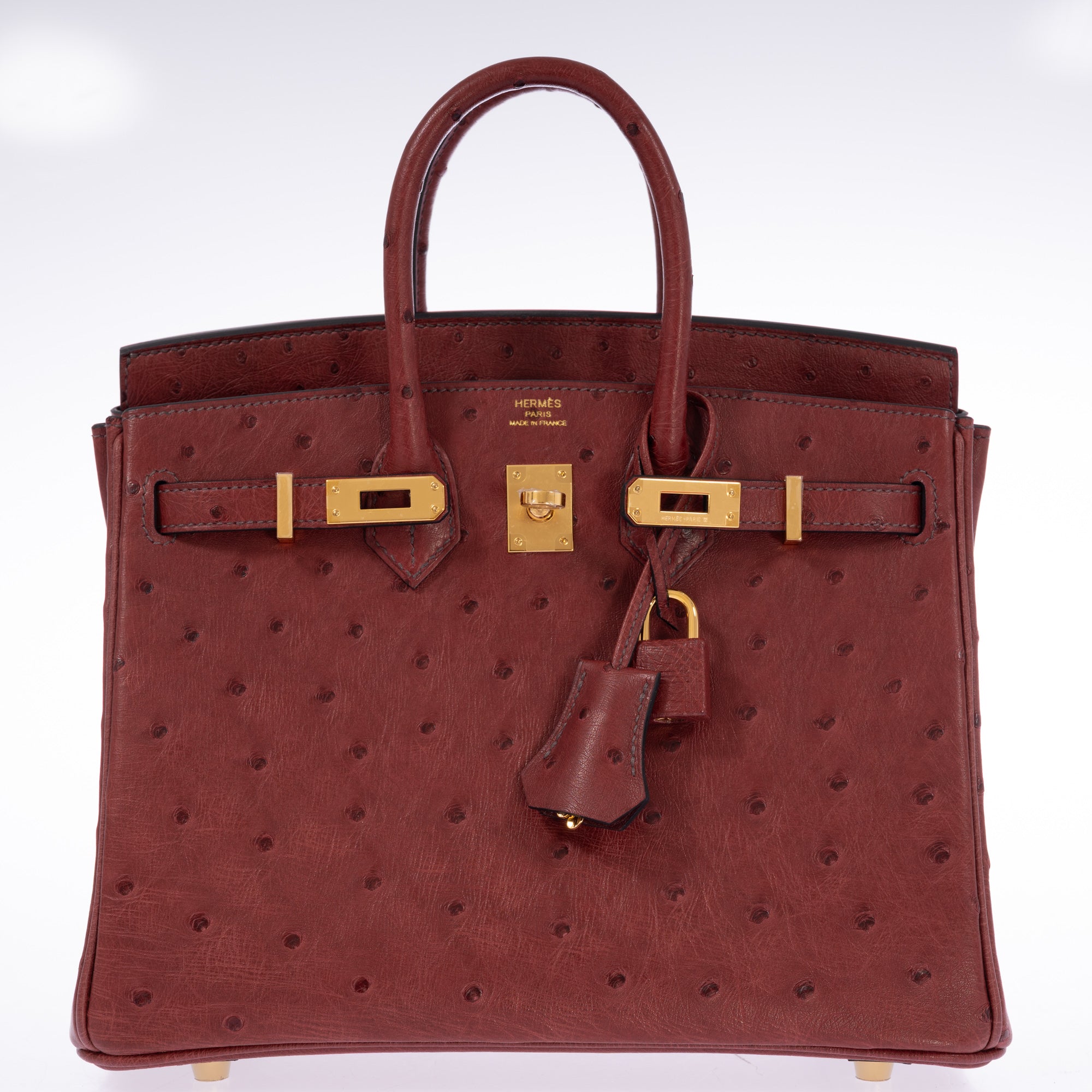 Hermès Birkin 25 Rouge H Ostrich Retourné Gold Hardware