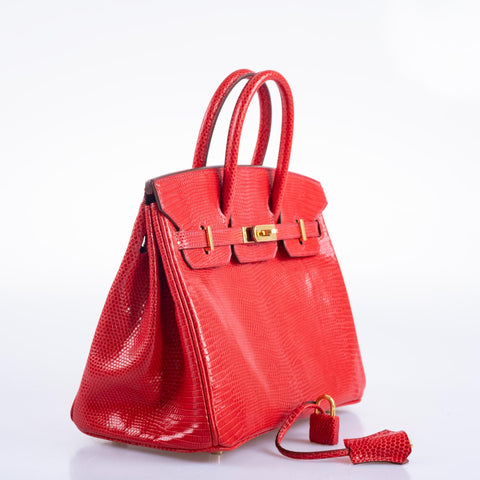 Hermès Birkin 25 Rouge Vif Salvator Lizard Gold Hardware