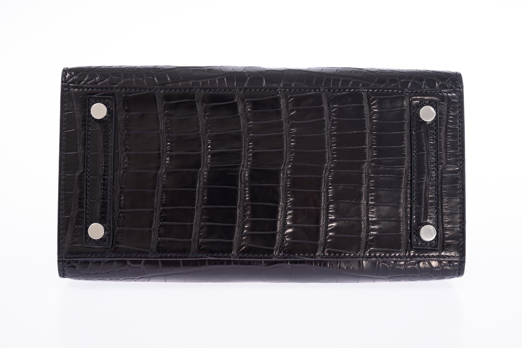 Hermès Birkin 25 Sellier Noir Matte Alligator Palladium Hardware