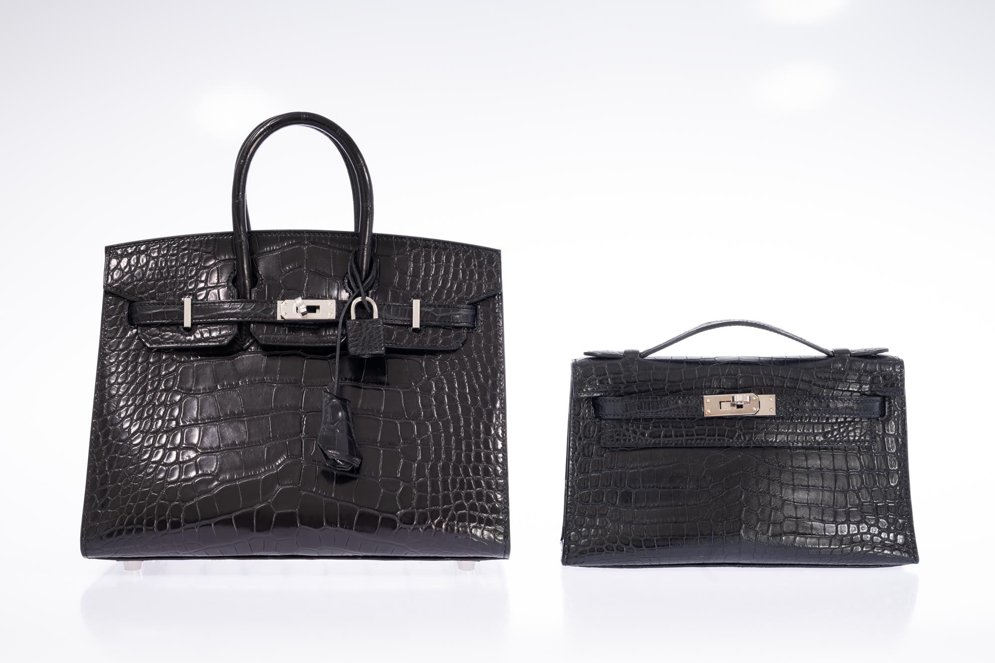 Hermès Birkin 25 Sellier Noir Matte Alligator Palladium Hardware