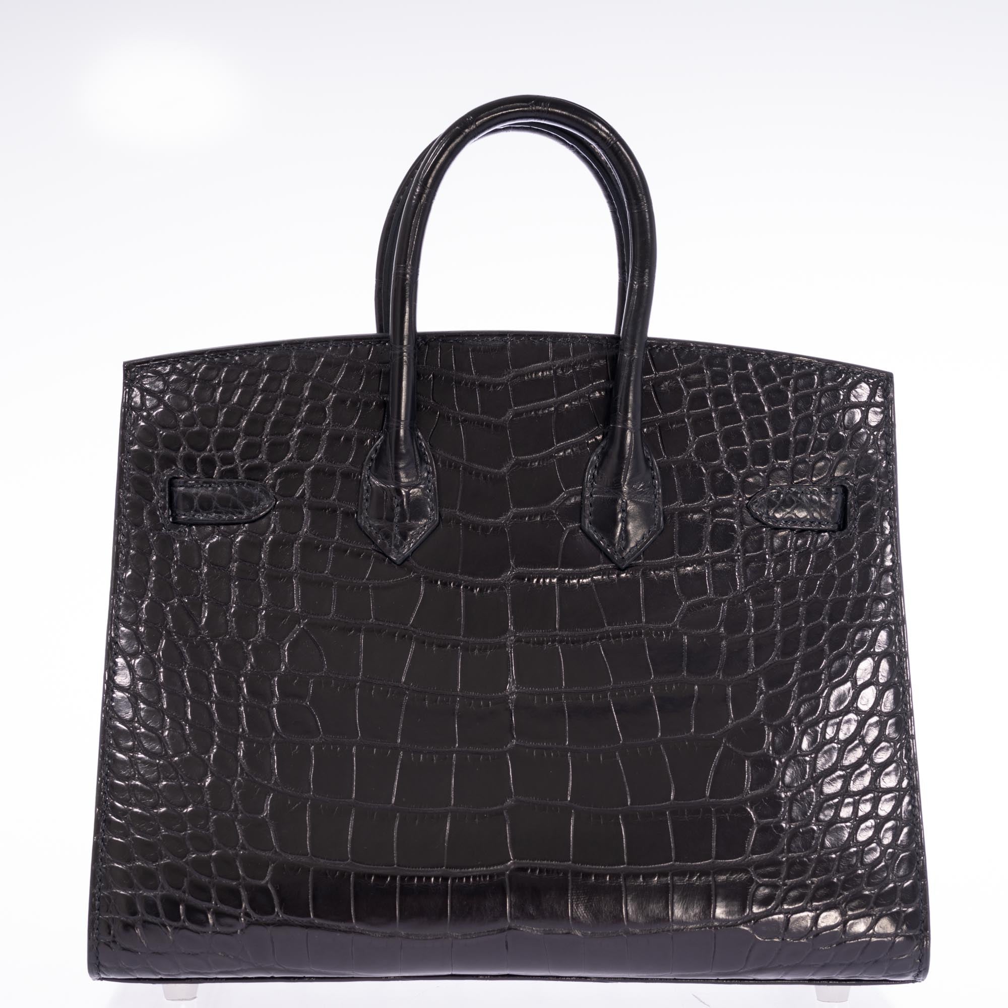 Hermès Birkin 25 Sellier Noir Matte Alligator Palladium Hardware