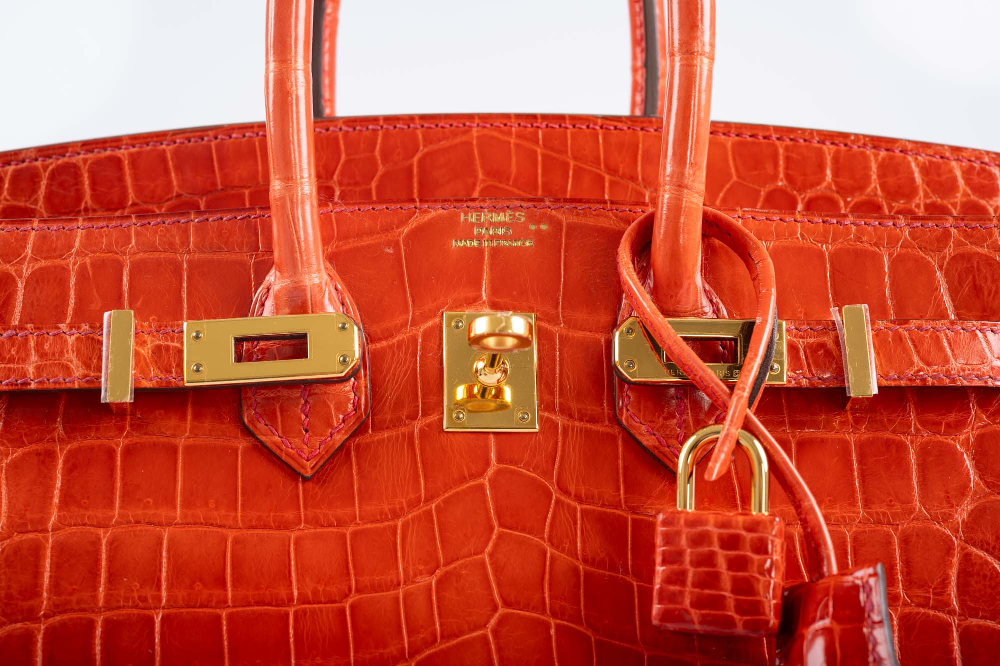 Hermès Birkin 25 Shiny Orange Poppy Nilo Crocodile Gold Hardware