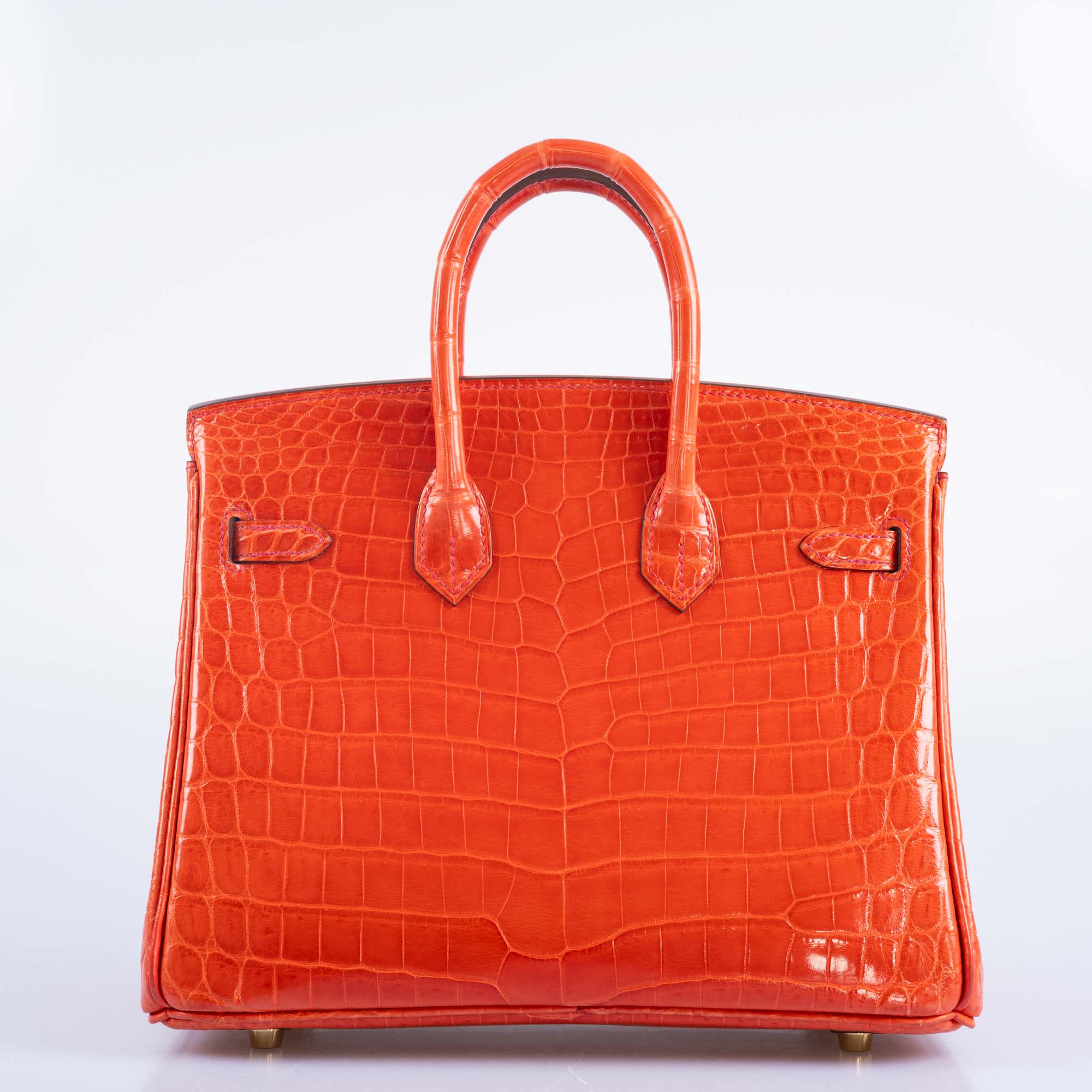 Hermès Birkin 25 Shiny Orange Poppy Nilo Crocodile Gold Hardware