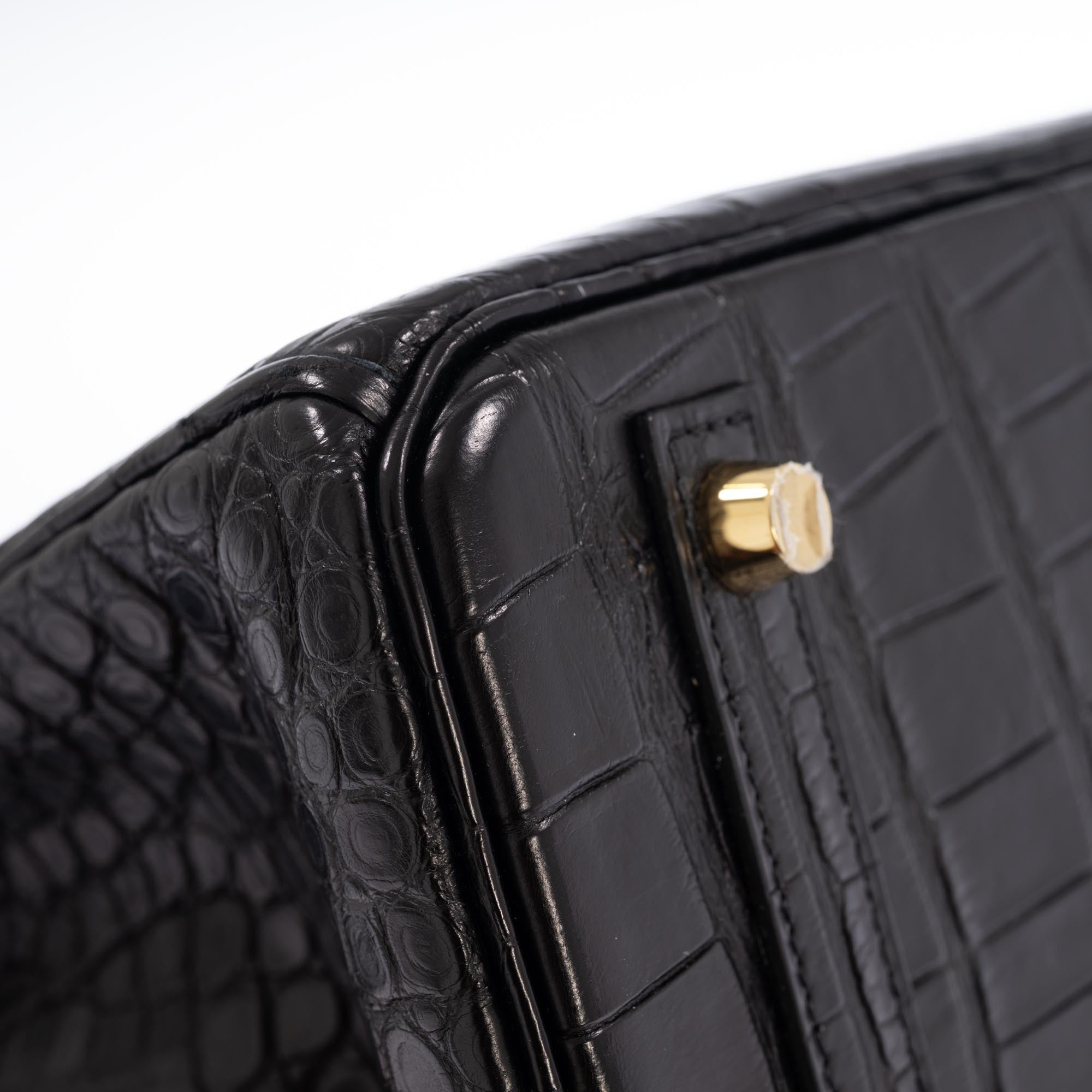 Hermès Birkin 30 Black Matte Alligator Gold Hardware