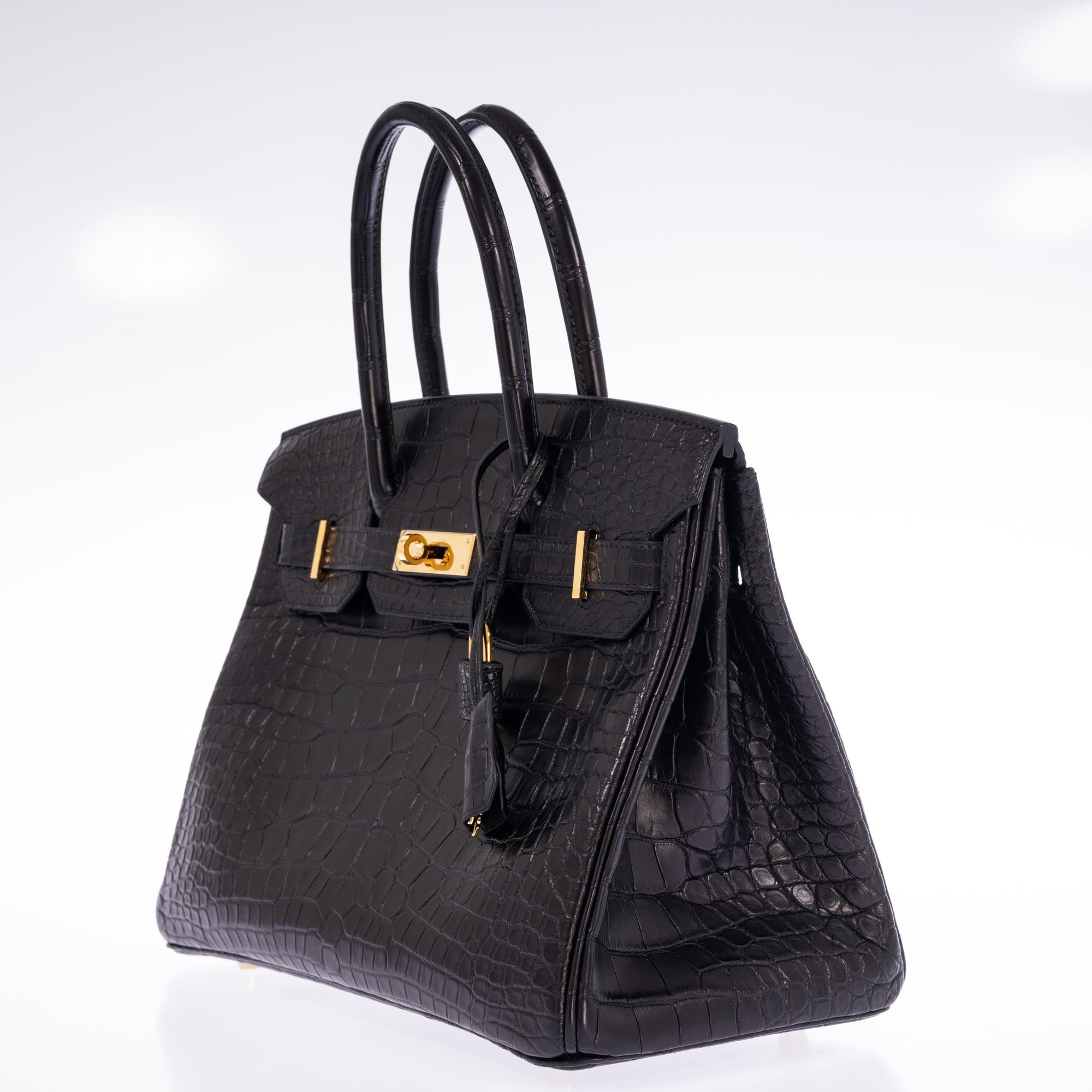 Hermès Birkin 30 Black Matte Alligator Gold Hardware