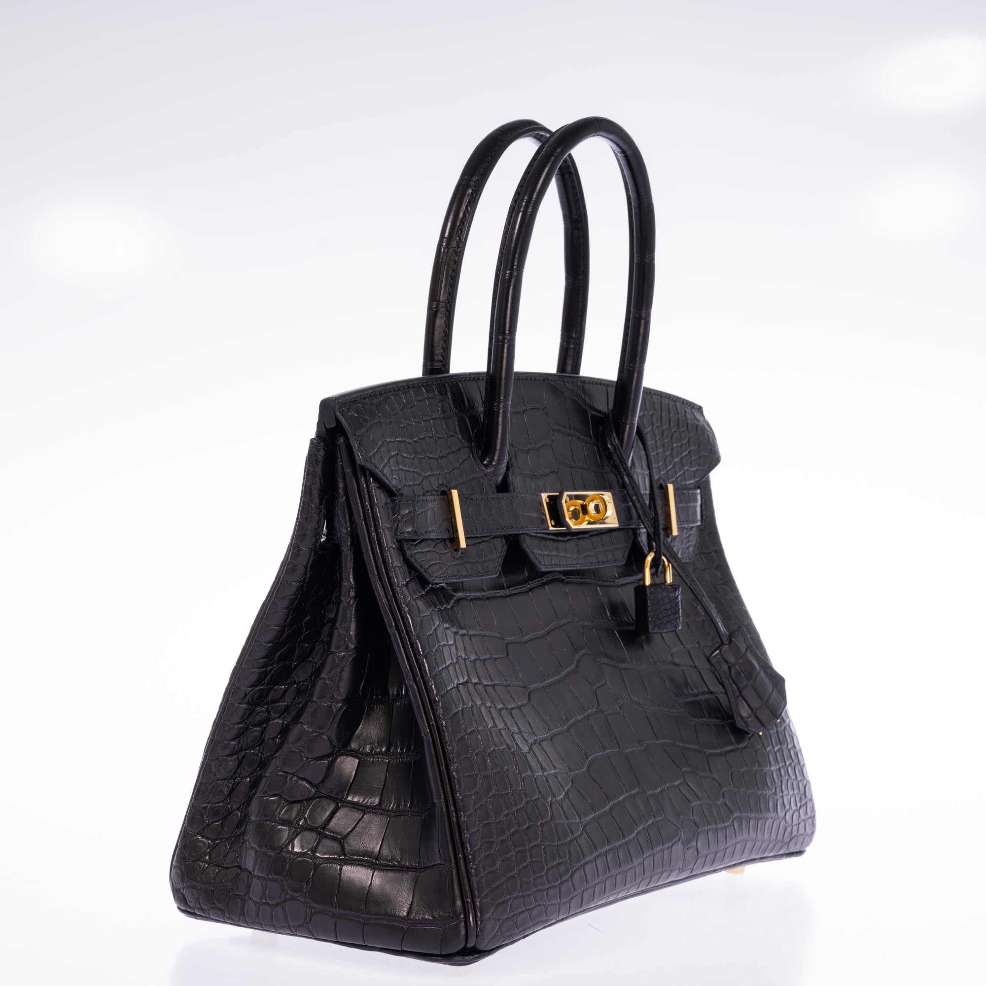 Hermès Birkin 30 Black Matte Alligator Gold Hardware