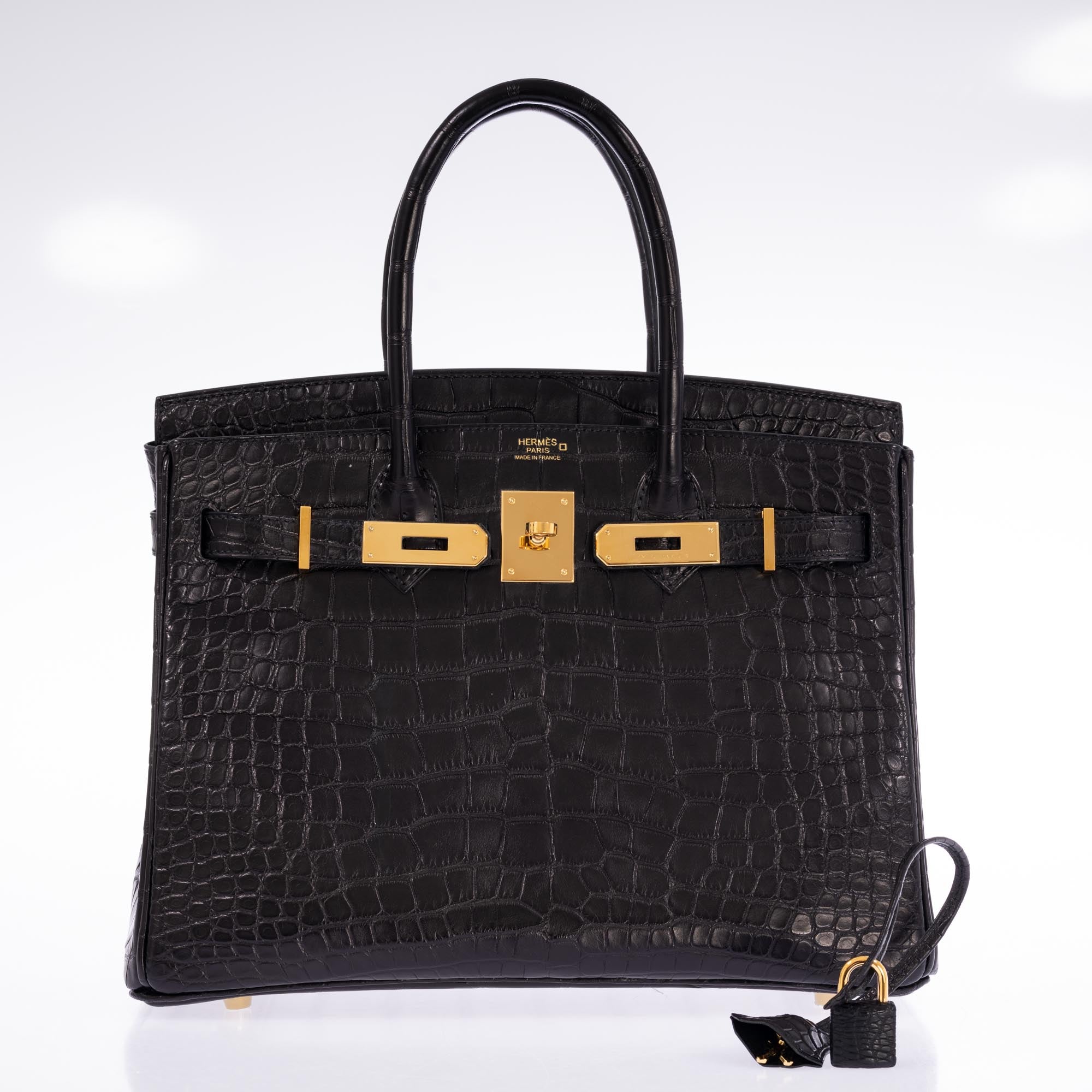 Hermès Birkin 30 Black Matte Alligator Gold Hardware