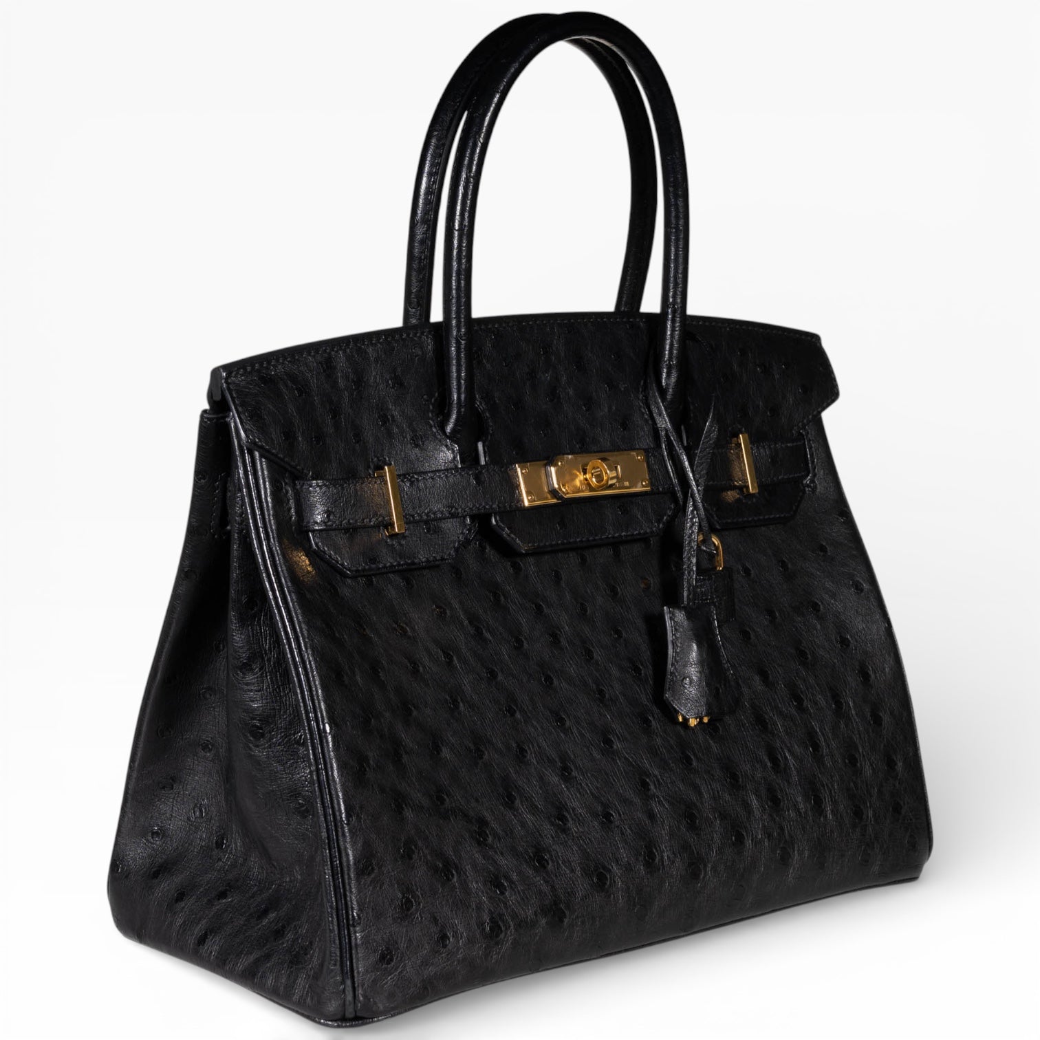 Hermès Birkin 30 Black Ostrich Rose Gold Hardware