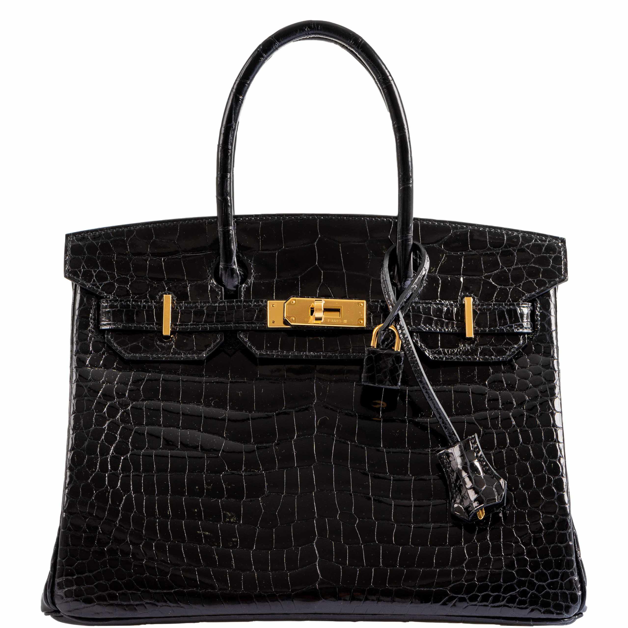 Hermès Birkin 30 Black Shiny Porosus Crocodile Gold Hardware
