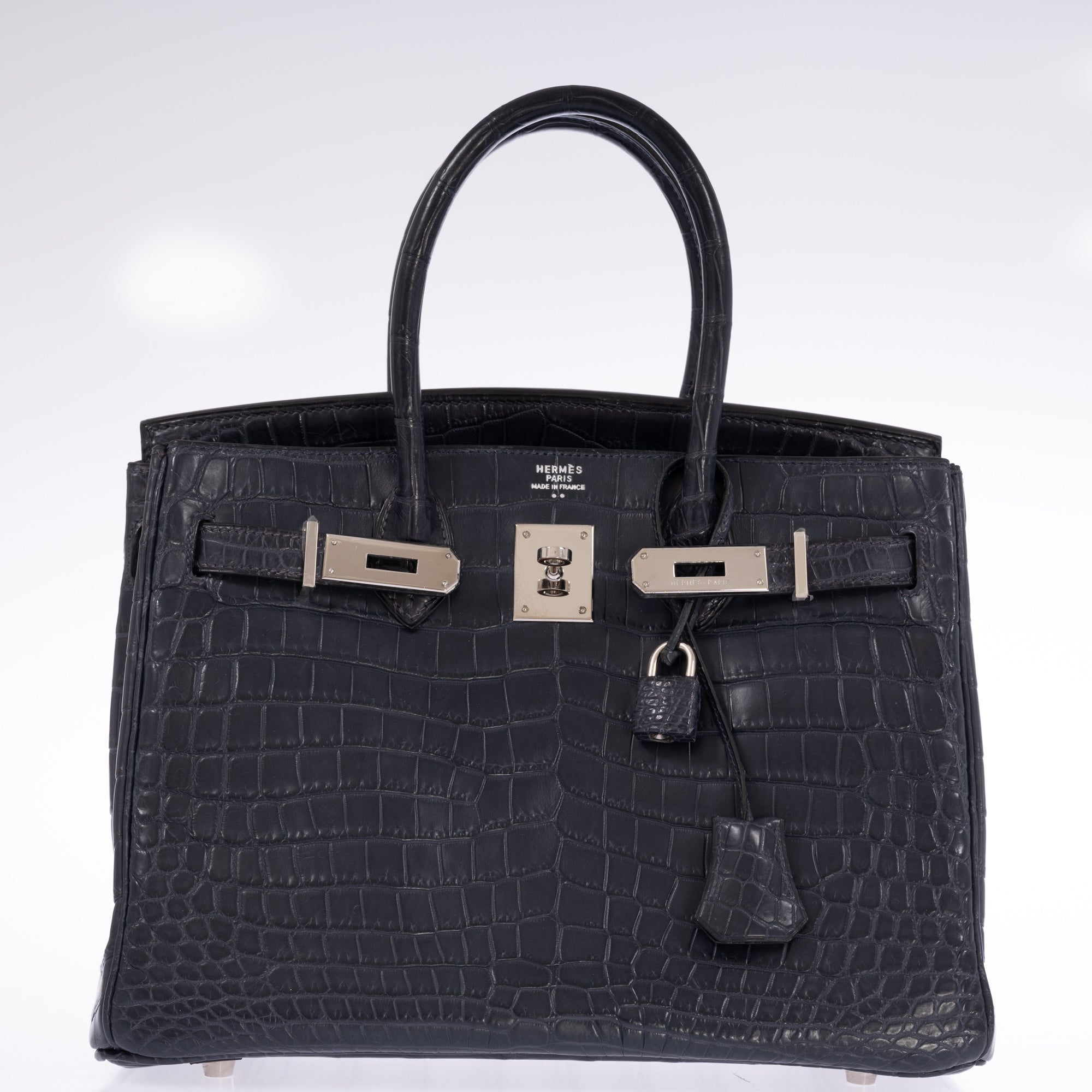 Hermès Birkin 30 Bleu Marine Matte Niloticus Crocodile Palladium Hardware