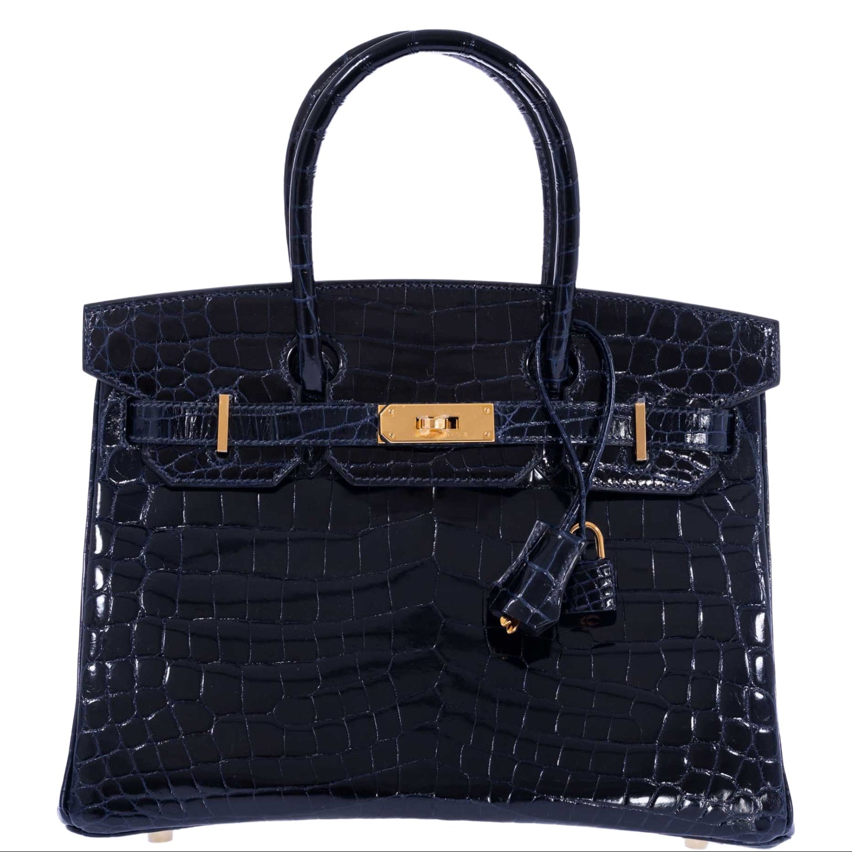 Hermès Birkin 30 Bleu Marine Shiny Niloticus Crocodile Gold Hardware